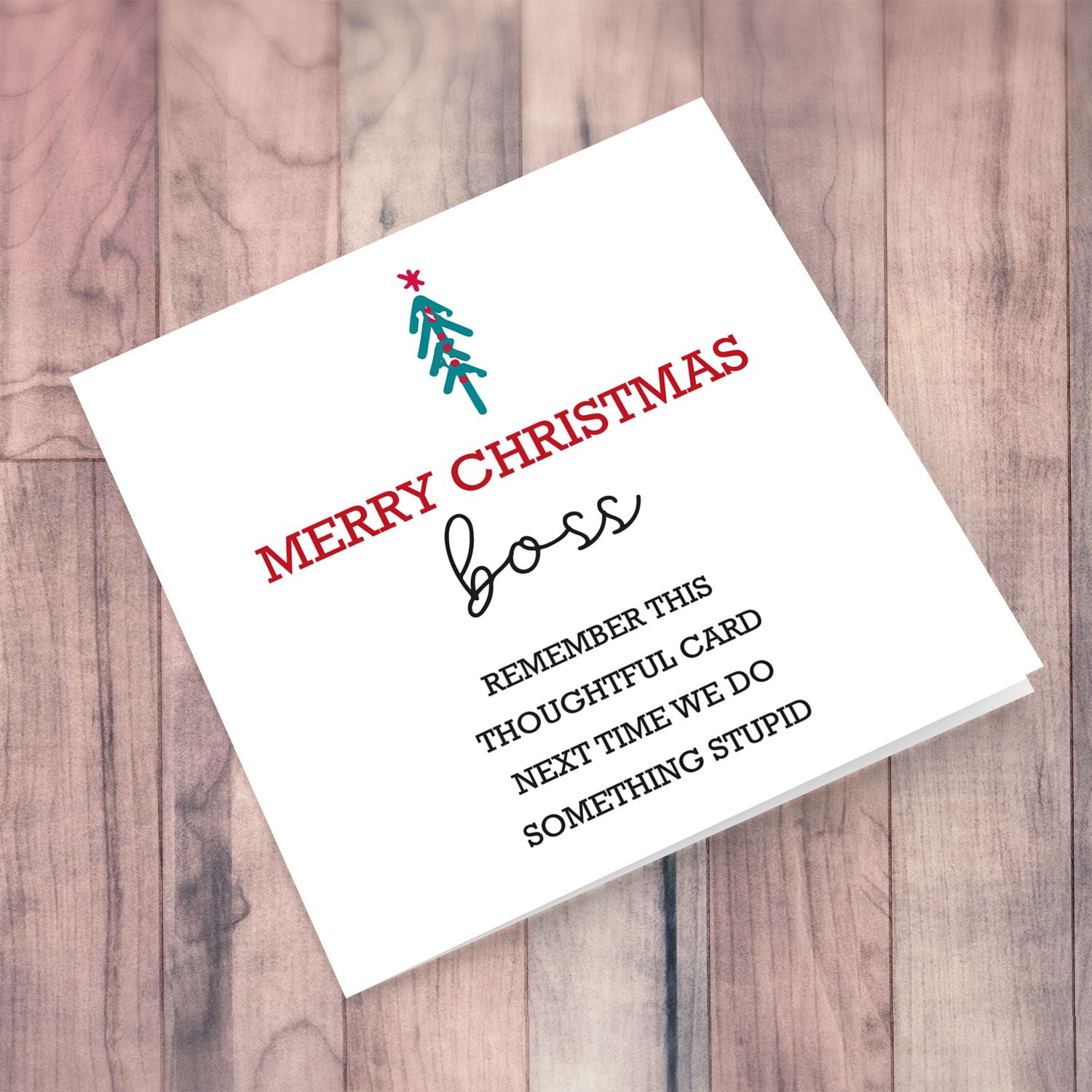 Boss - Funny Christmas card to Boss in English with cute Christmas tree
