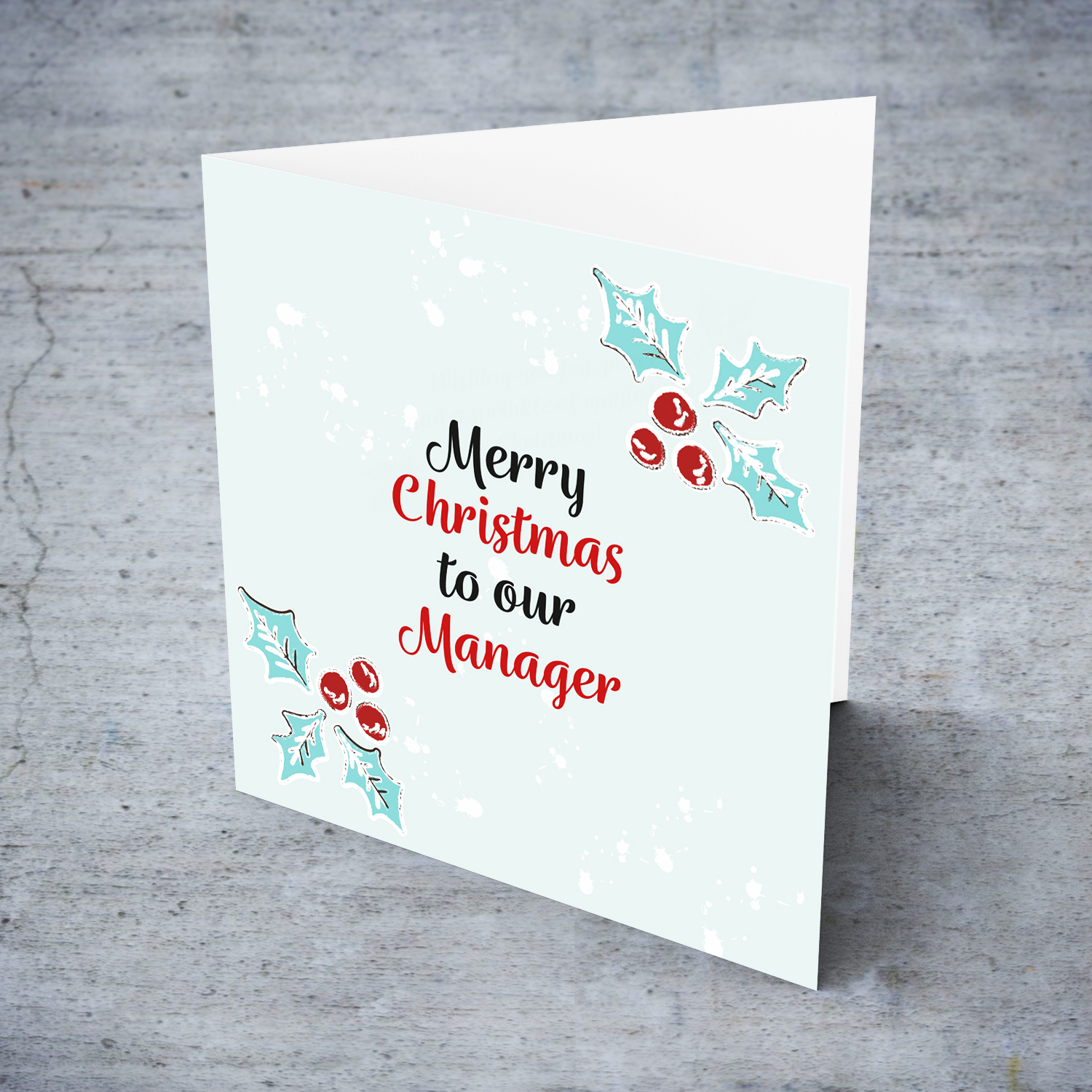 Christmas card for Manager with Christmas hollies in English