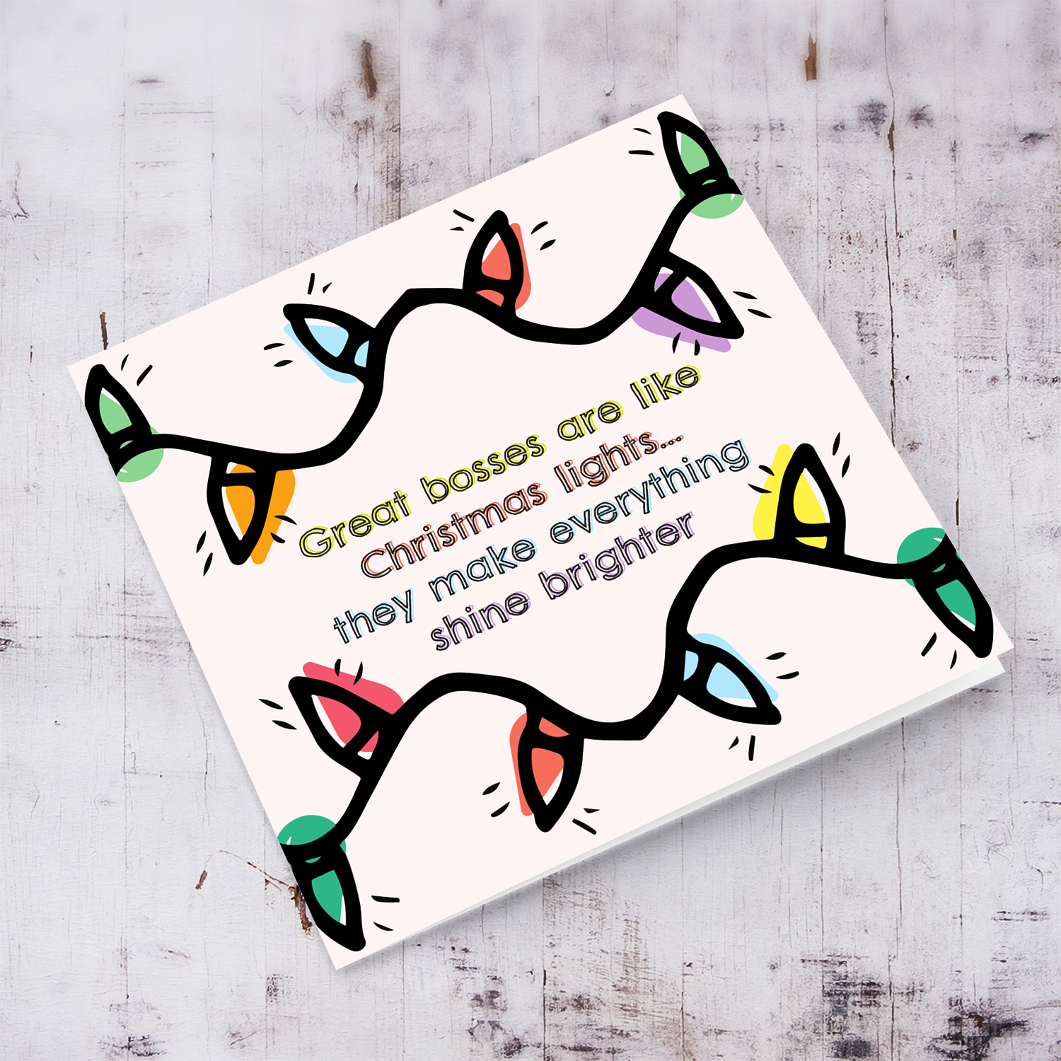 Christmas lights themed Christmas card for boss in English
