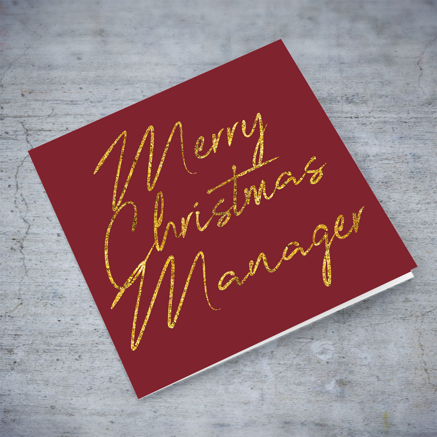 Manager - Golden glitter Christmas card for Manager in English