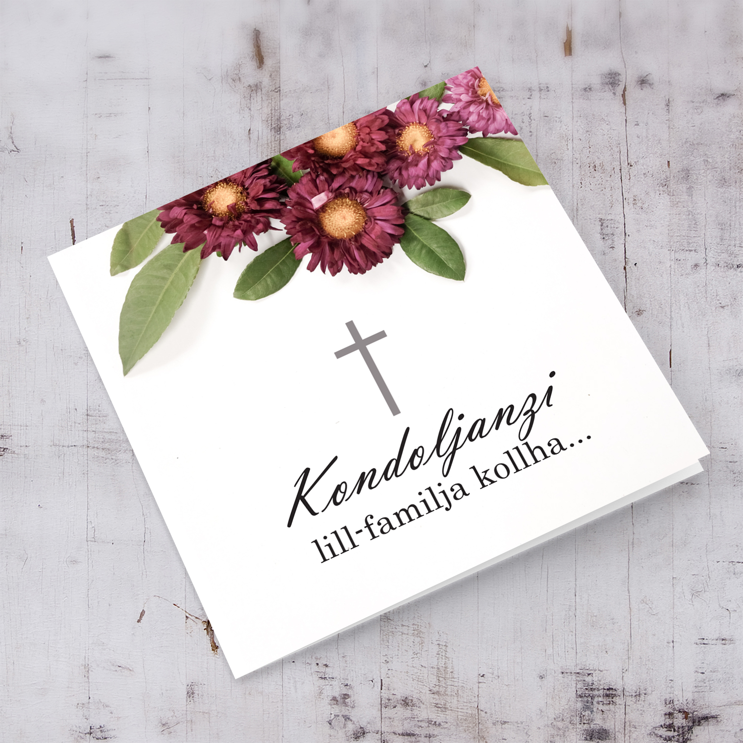 Sympathy card with flowers in Maltese