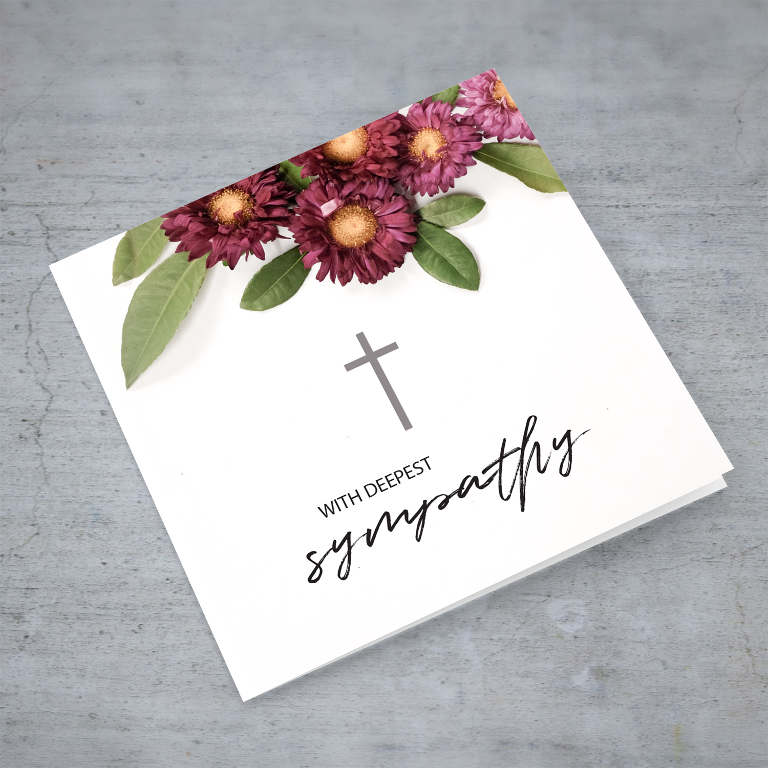 Sympathy card with flowers in English 