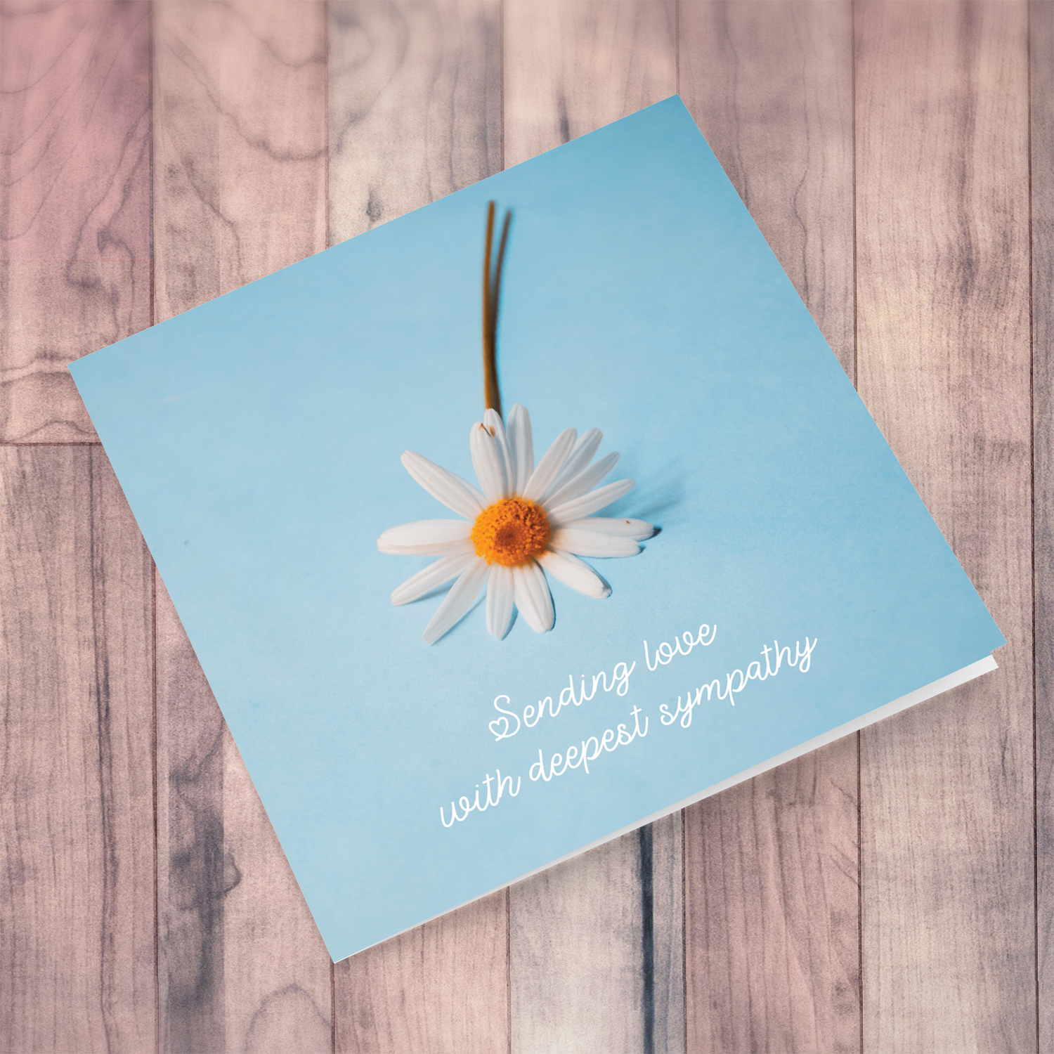 Sympathy card with white flower in English 