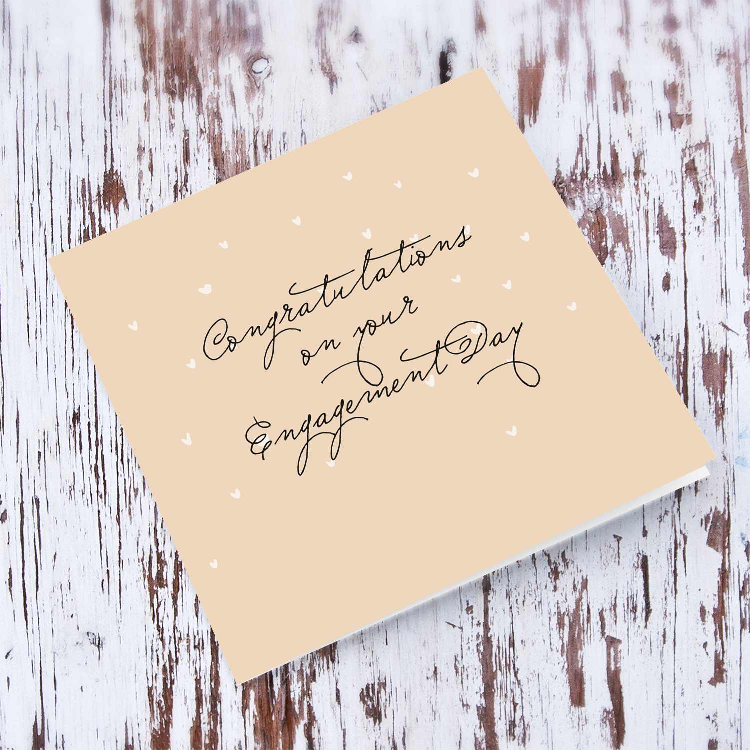 Congratulations on your Engagement Day minimalist card with scattered hearts in English