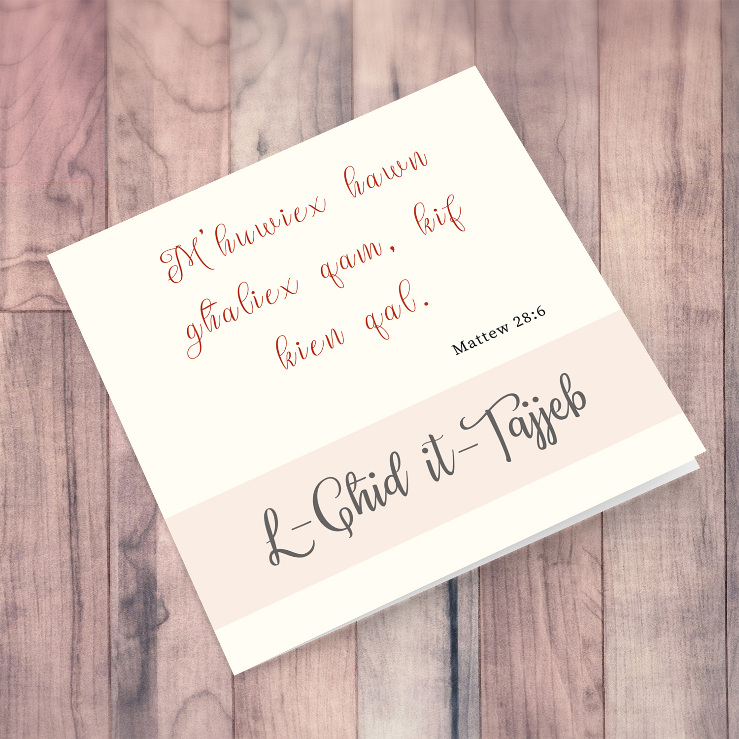 Biblical verse easter card in Maltese