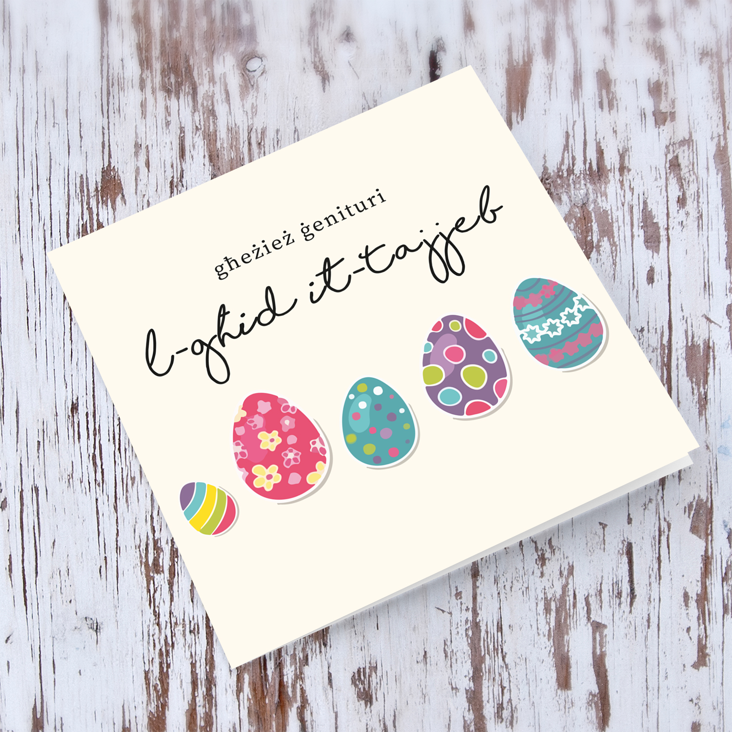 Parents - Easter eggs themed card in Maltese