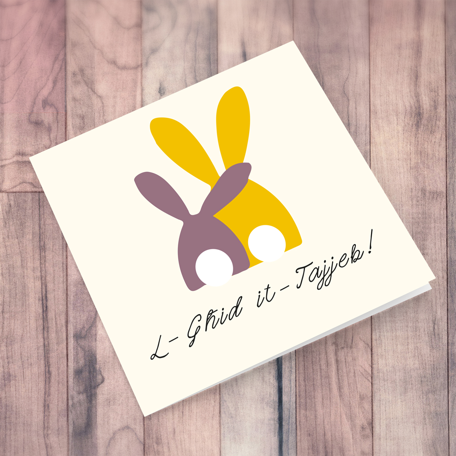 Two bunnies Easter Card in Maltese