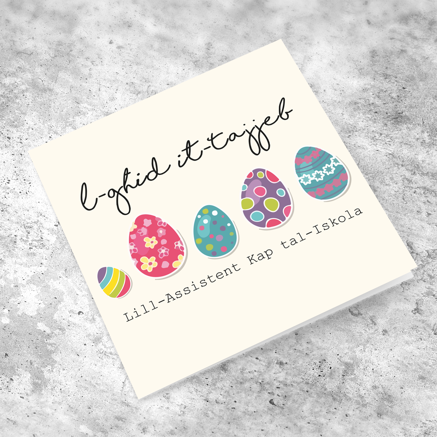 Assistant Head of School - Easter Eggs themed card in Maltese