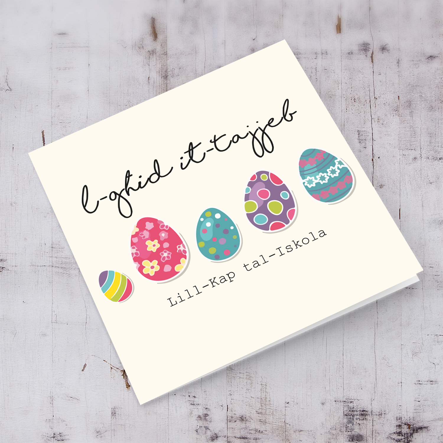 Head of School - Easter egg themed card in Maltese