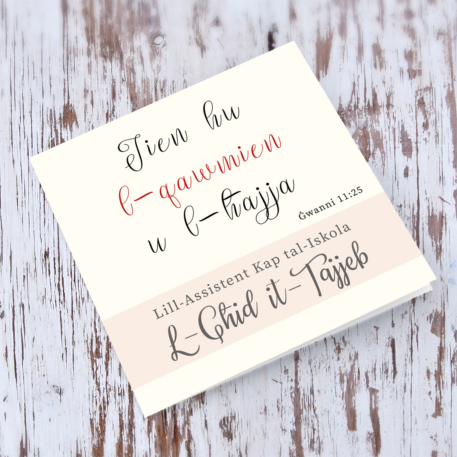 Assistant Head of School - Biblical verse Easter Card in Maltese