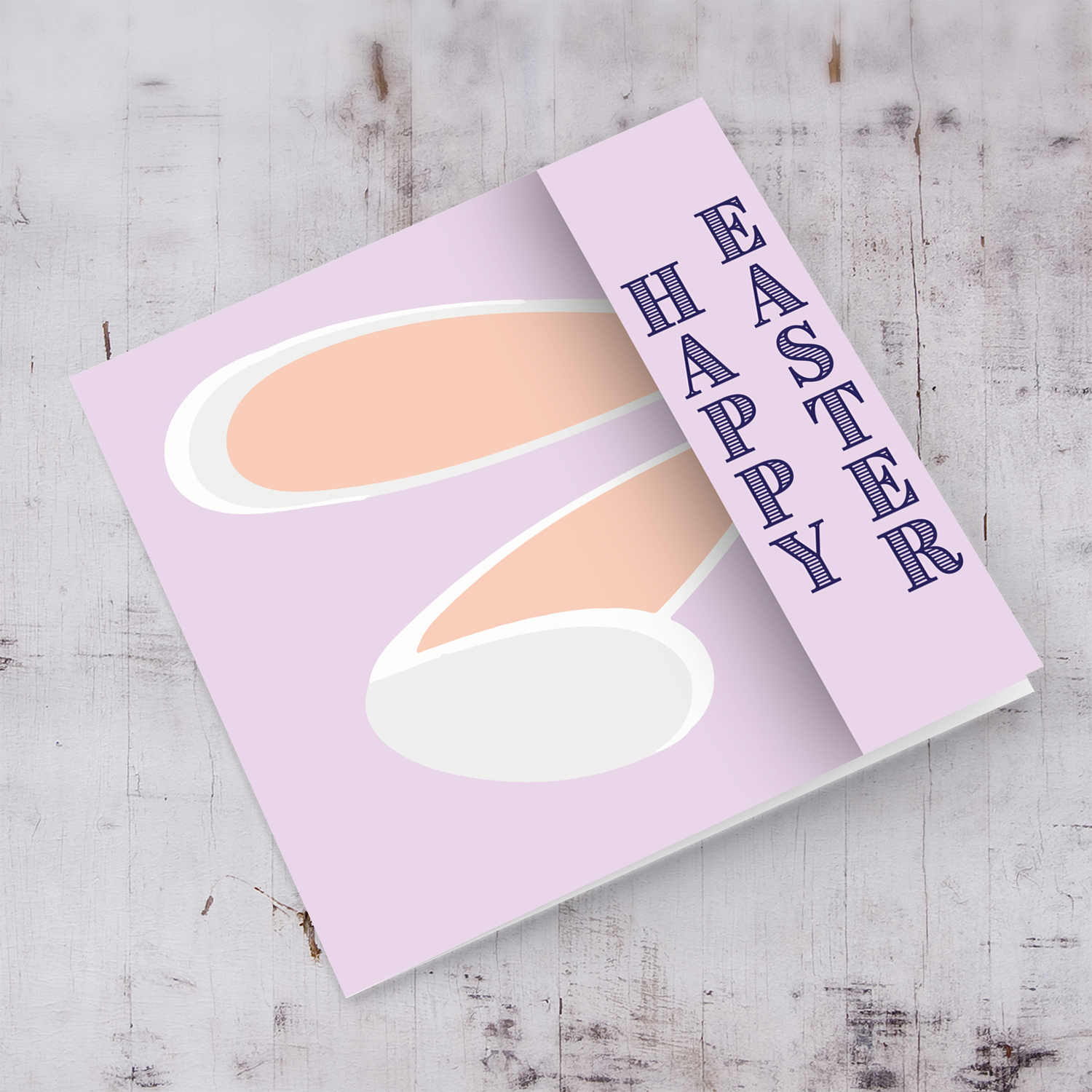 Cute bunny rabbit ears Easter Card with pink background in English