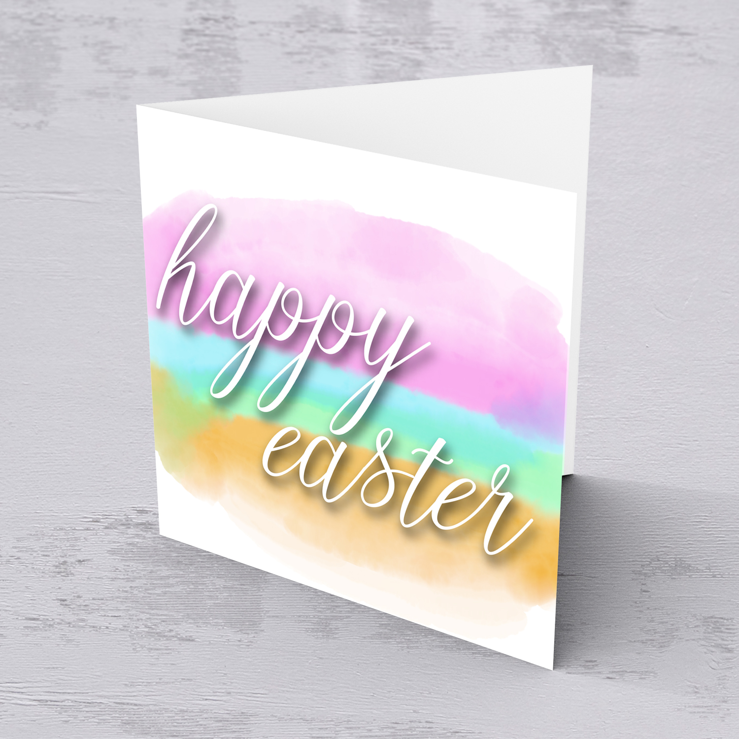Pastel watercolour background Easter Card in English
