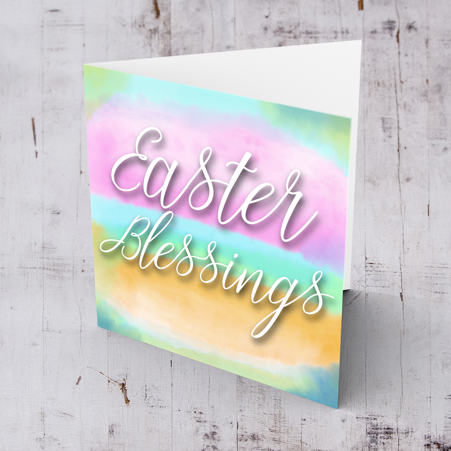 Pastel watercolour background Easter Card - easter blessings in English