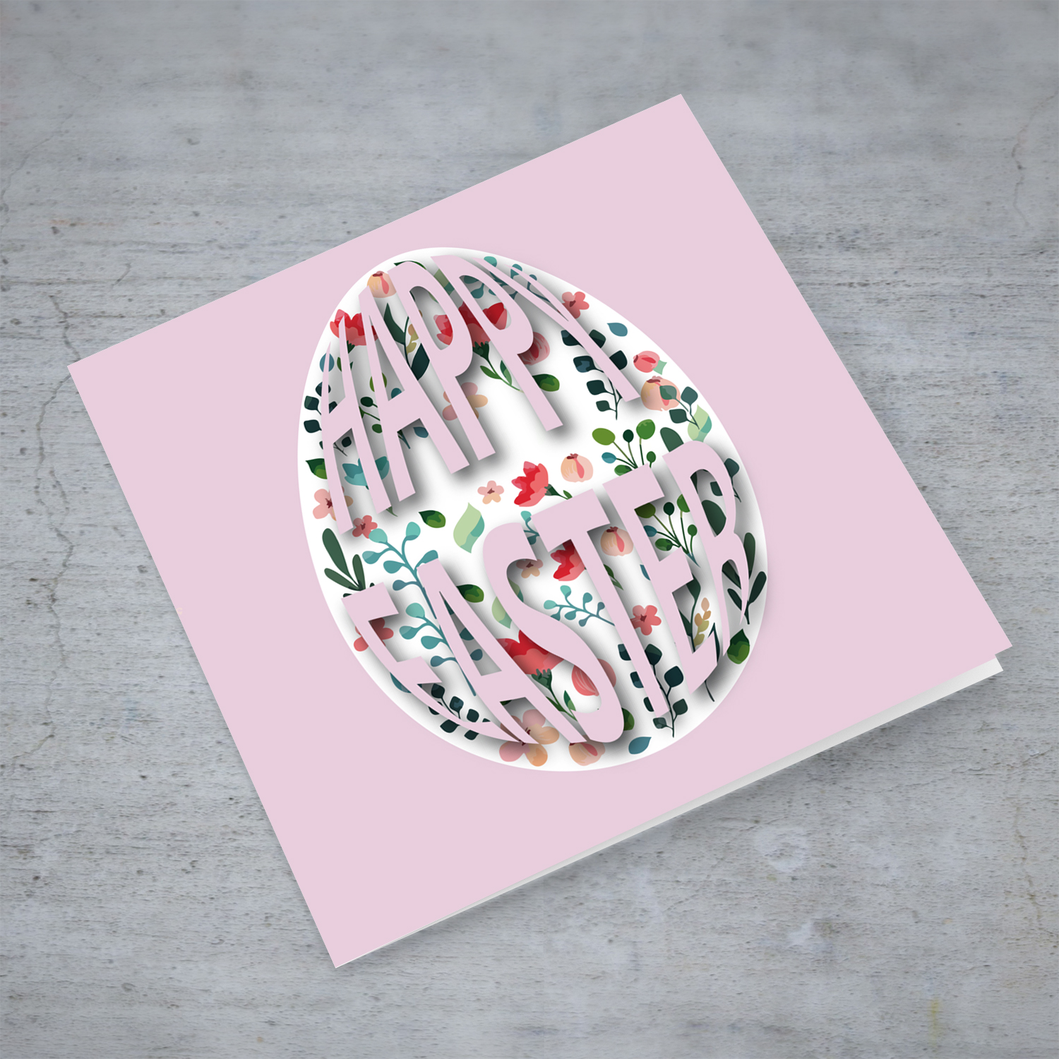 Easter egg filled with various flowers Easter Card in English