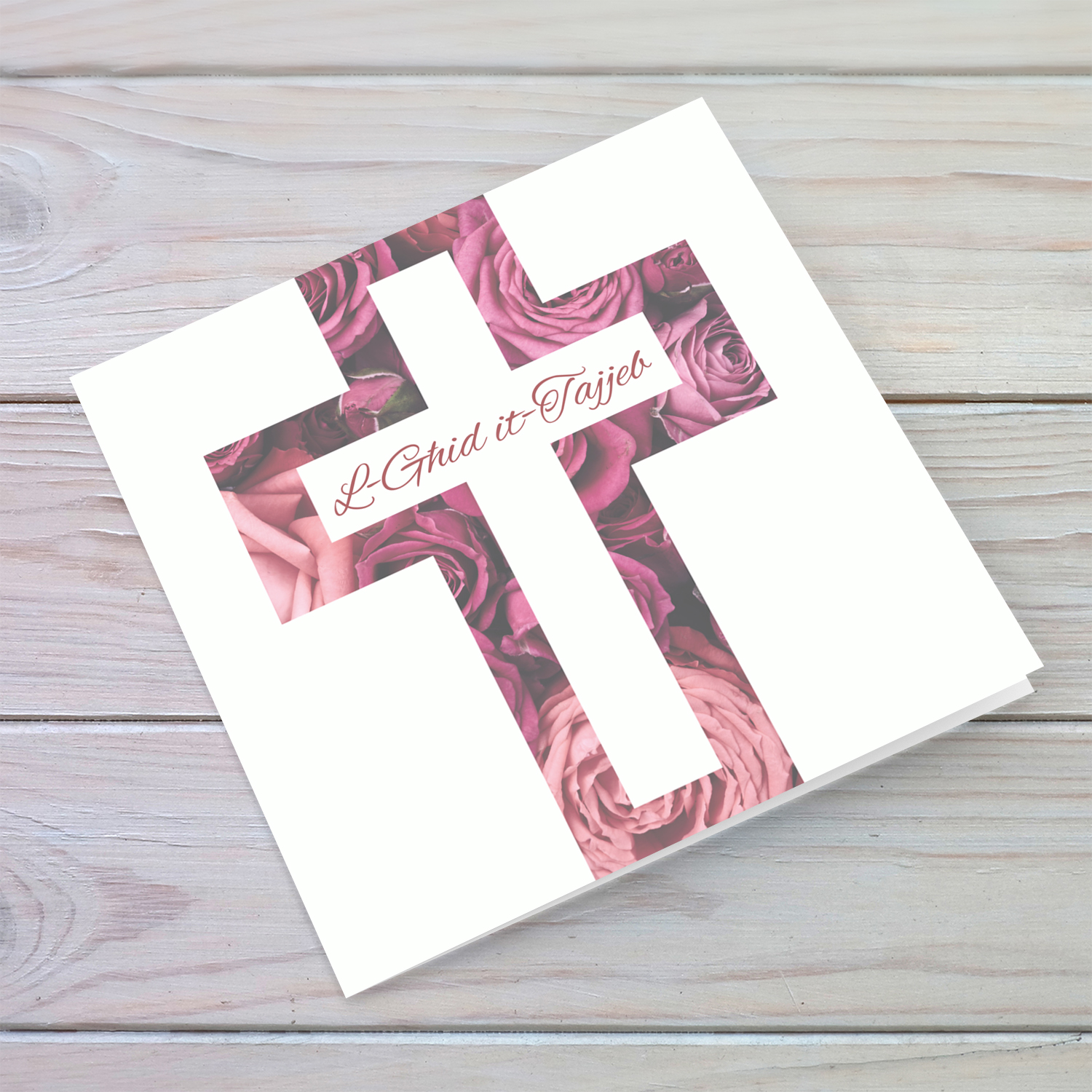 Religious Easter card, with the Holy Cross and roses in Maltese