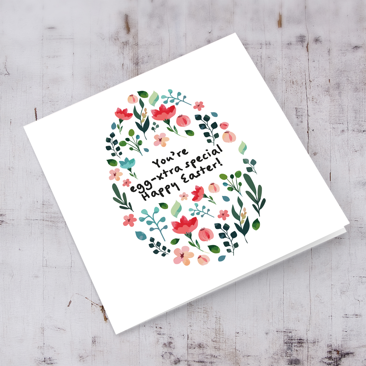 Easter egg filled with various flowers Easter Card - You're egg-xtra special in English