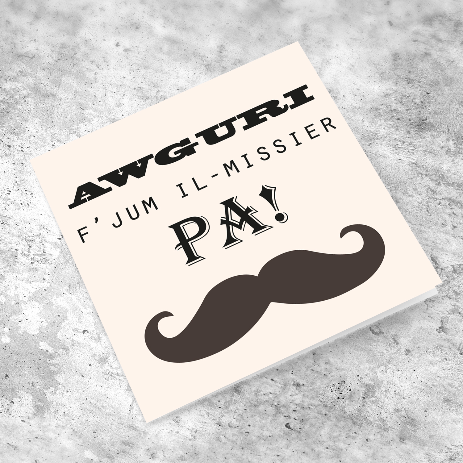 Moustache themed father's day card in Maltese