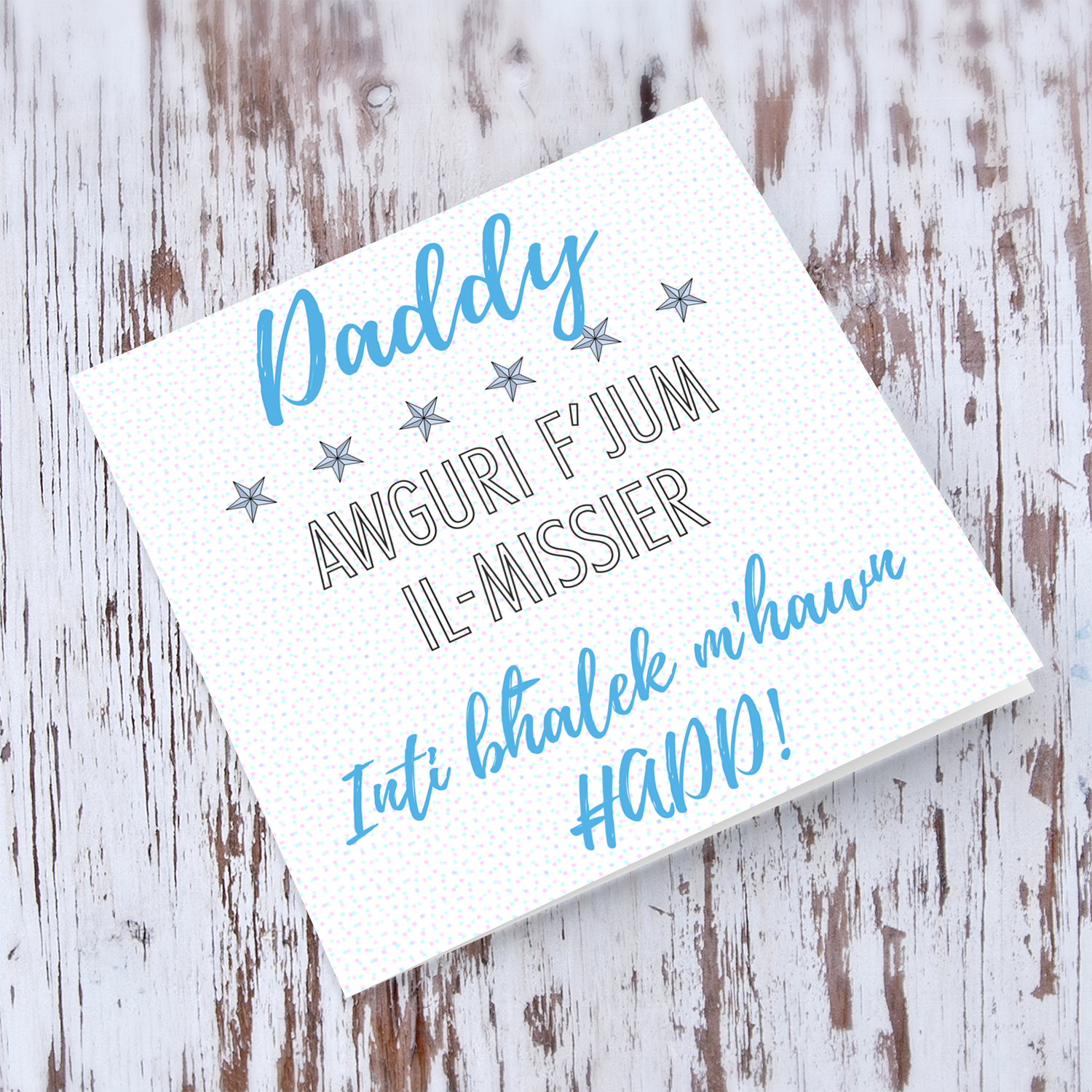 Father's Day Card with dotted background and stars in Maltese