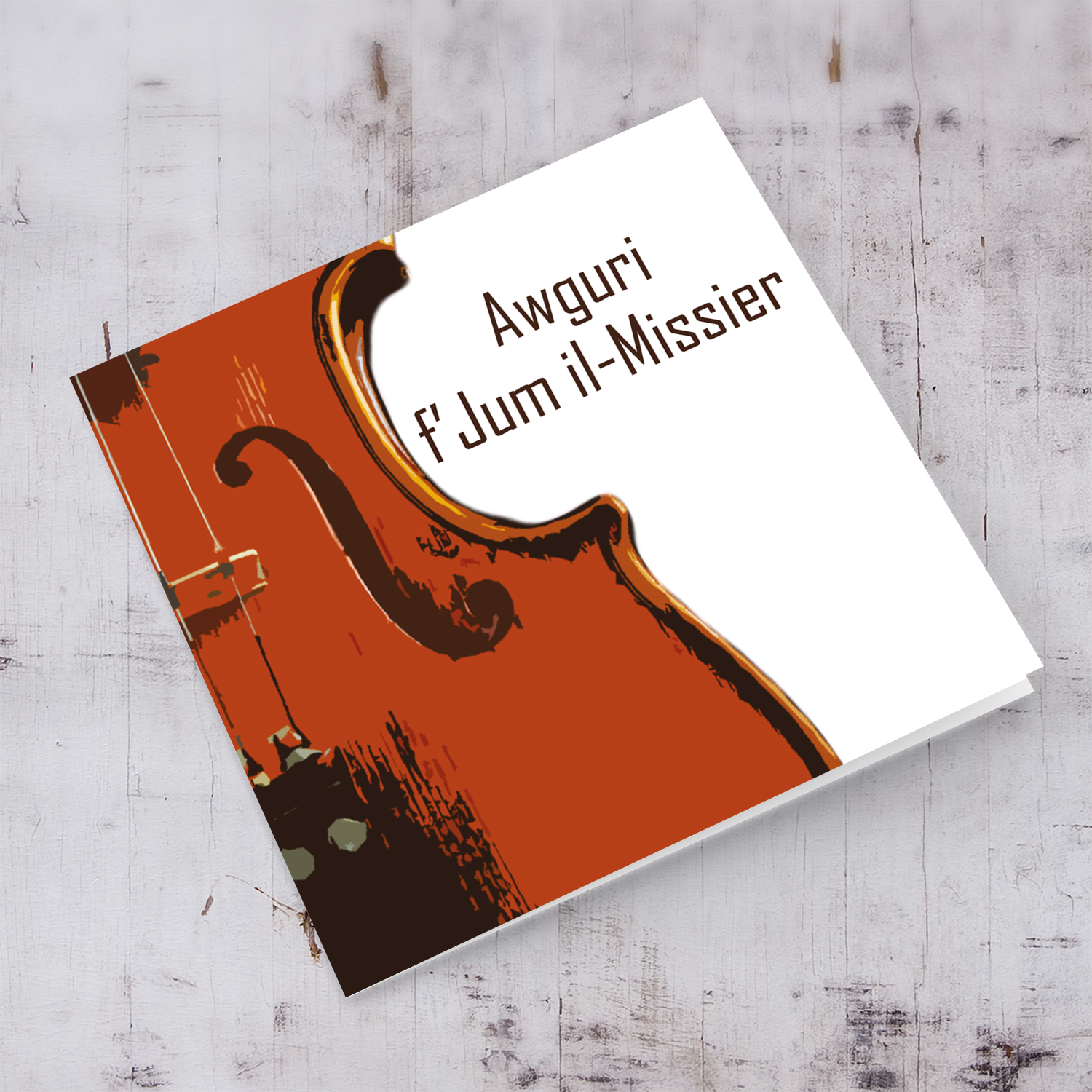 Violin themed father's day card in Maltese