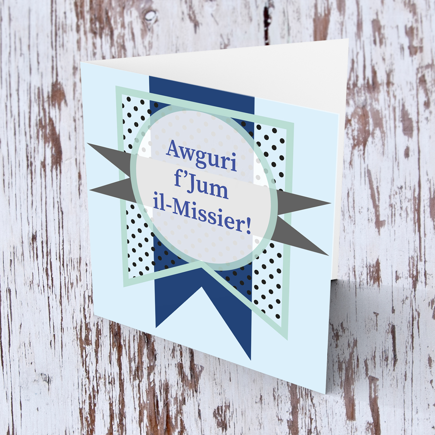 Father's Day card in blue and light green tones in Maltese