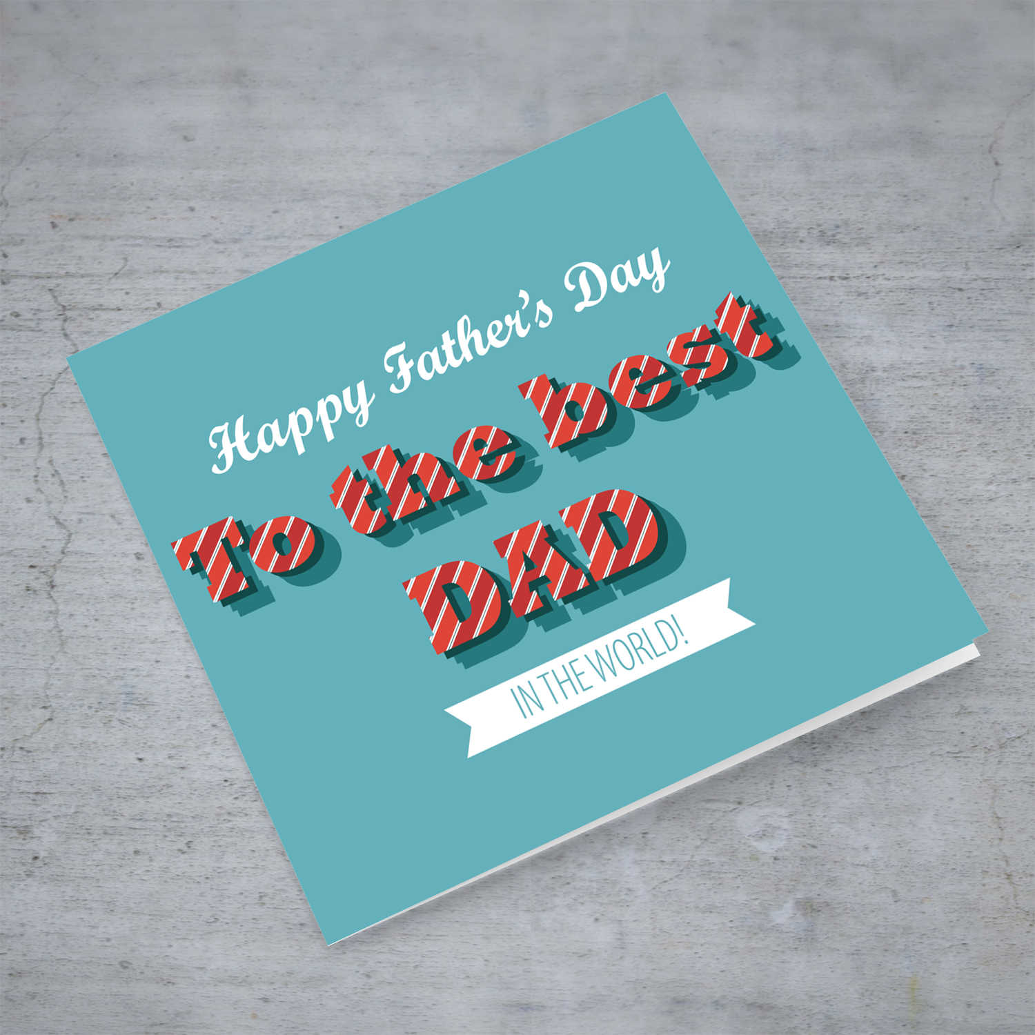 Turquoise background with striped wording father's day card in English