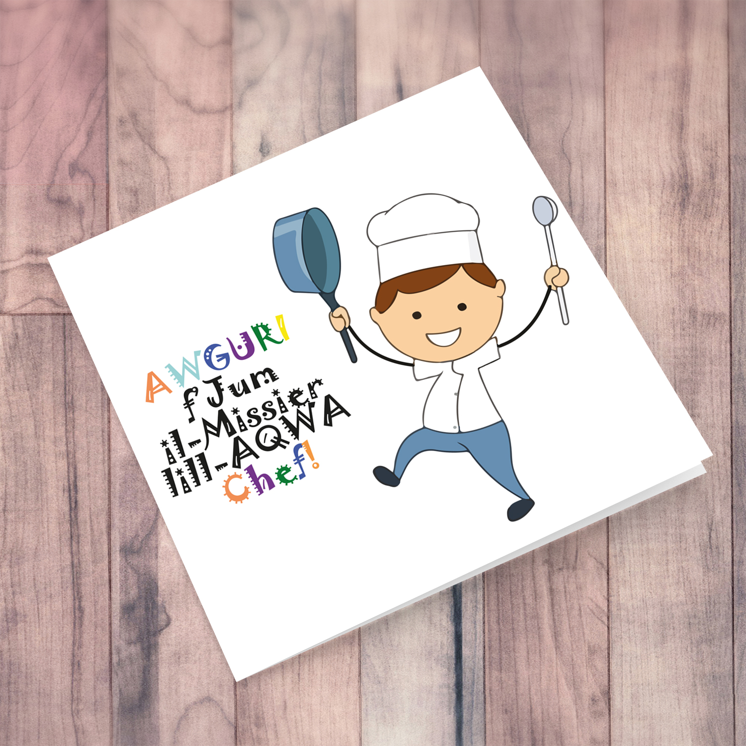 Funny Chef themed father's day card in Maltese