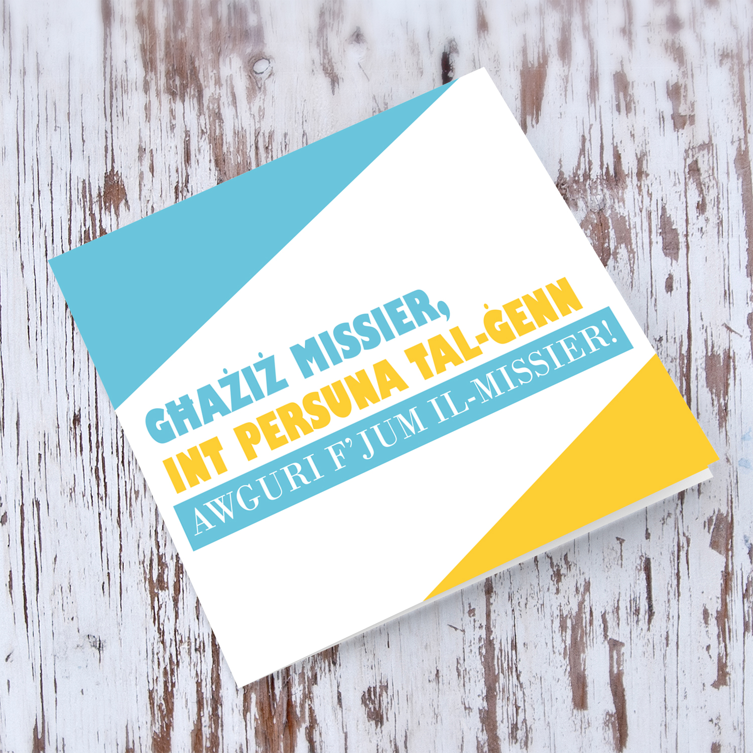 Turquoise and yellow father's day card in Maltese
