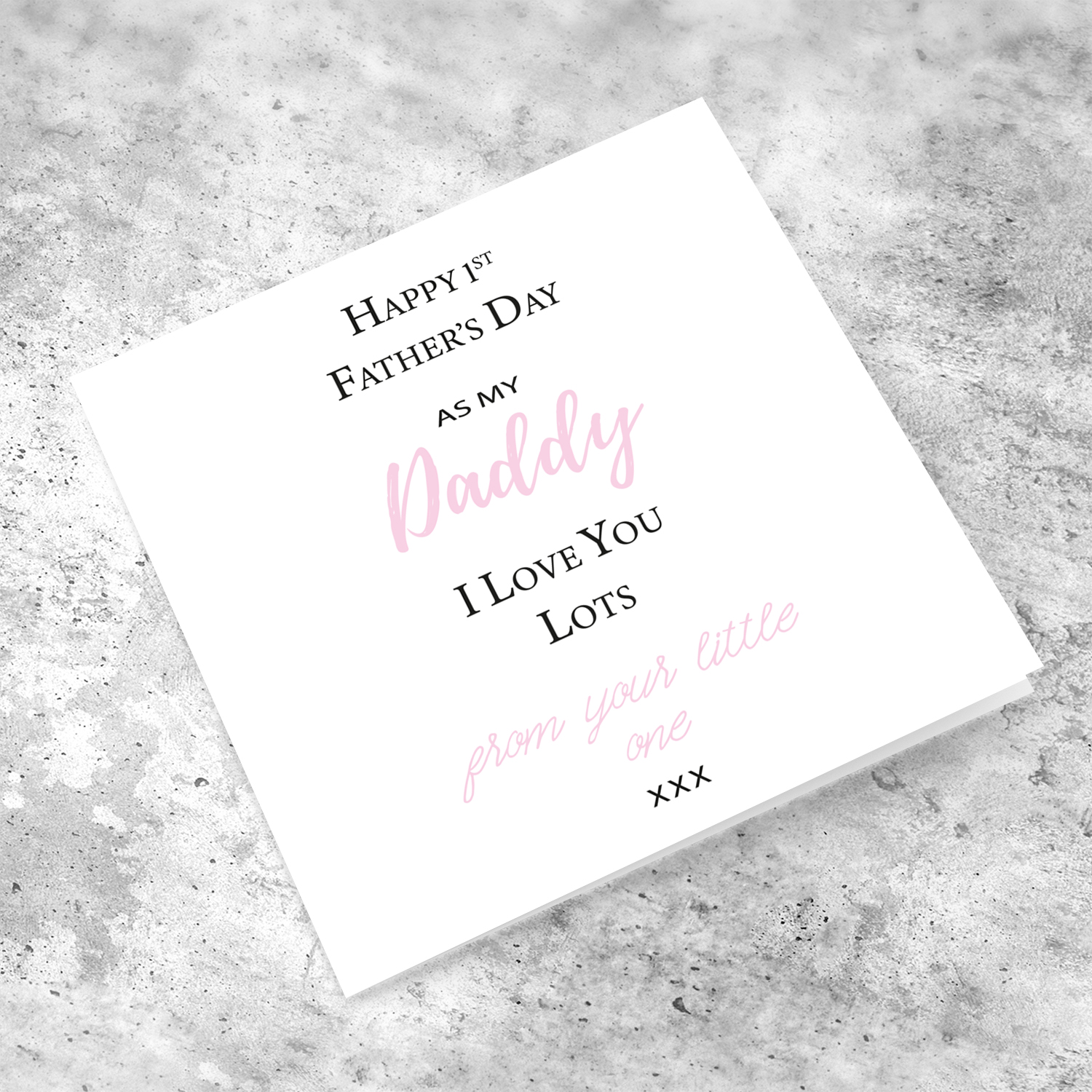 First Father's Day card in with pink wording