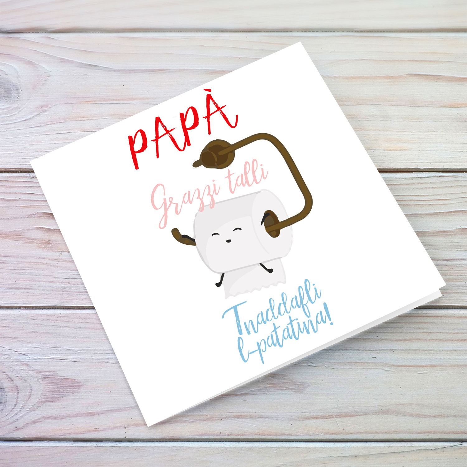 Funny father's day card with toilet paper in Maltese