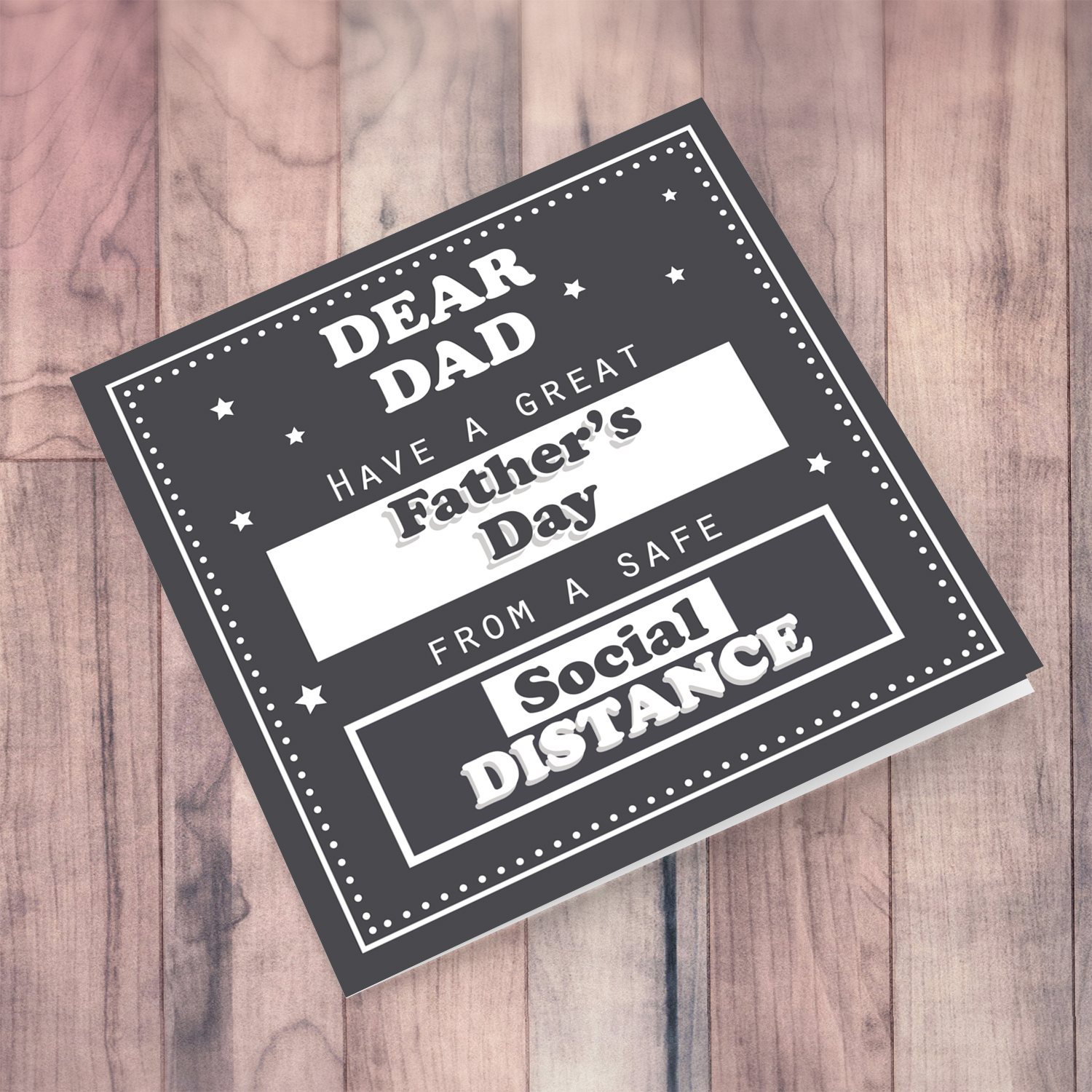 Social distancing themed Father's Day Card in English