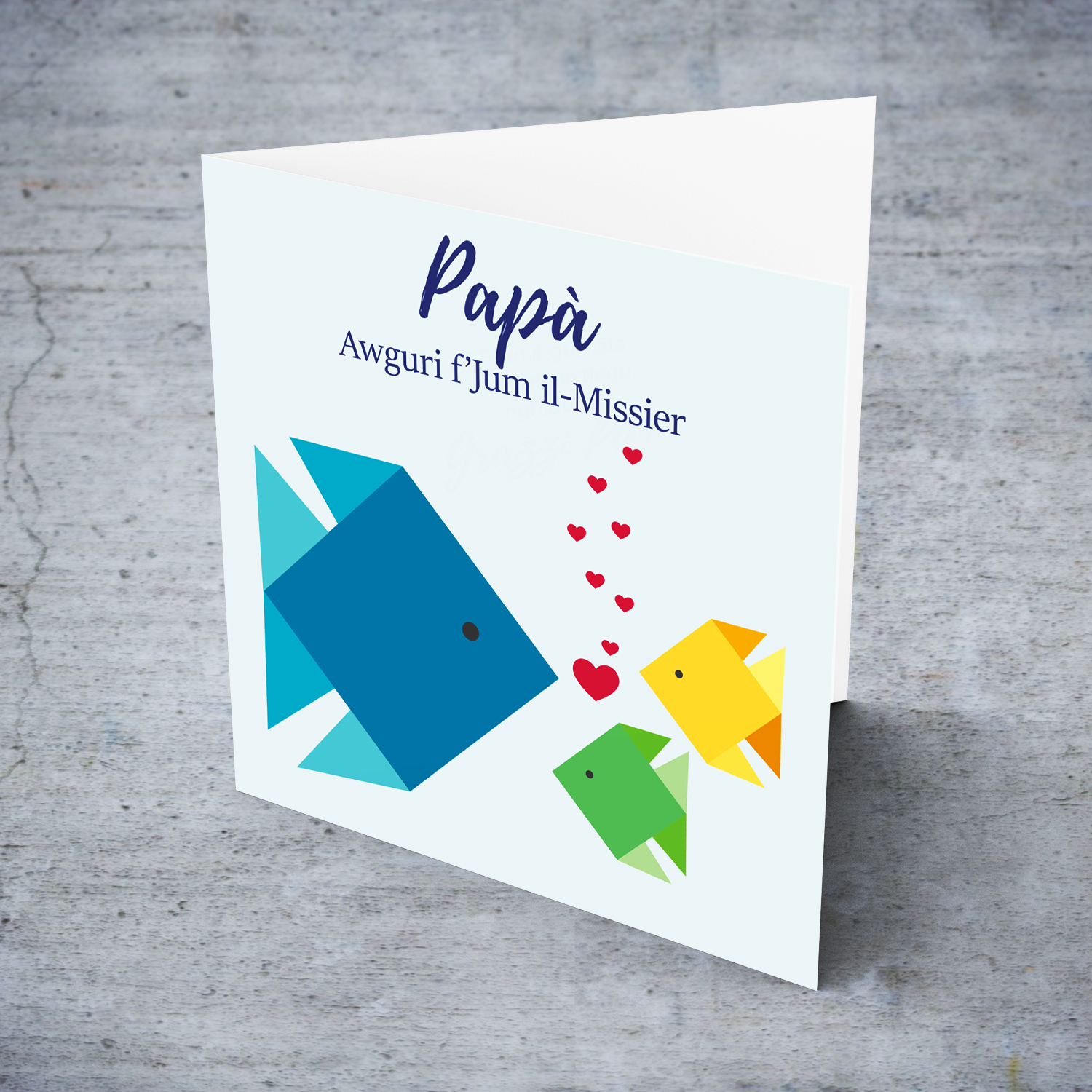 Origami fish themed father's day card for father (plural)