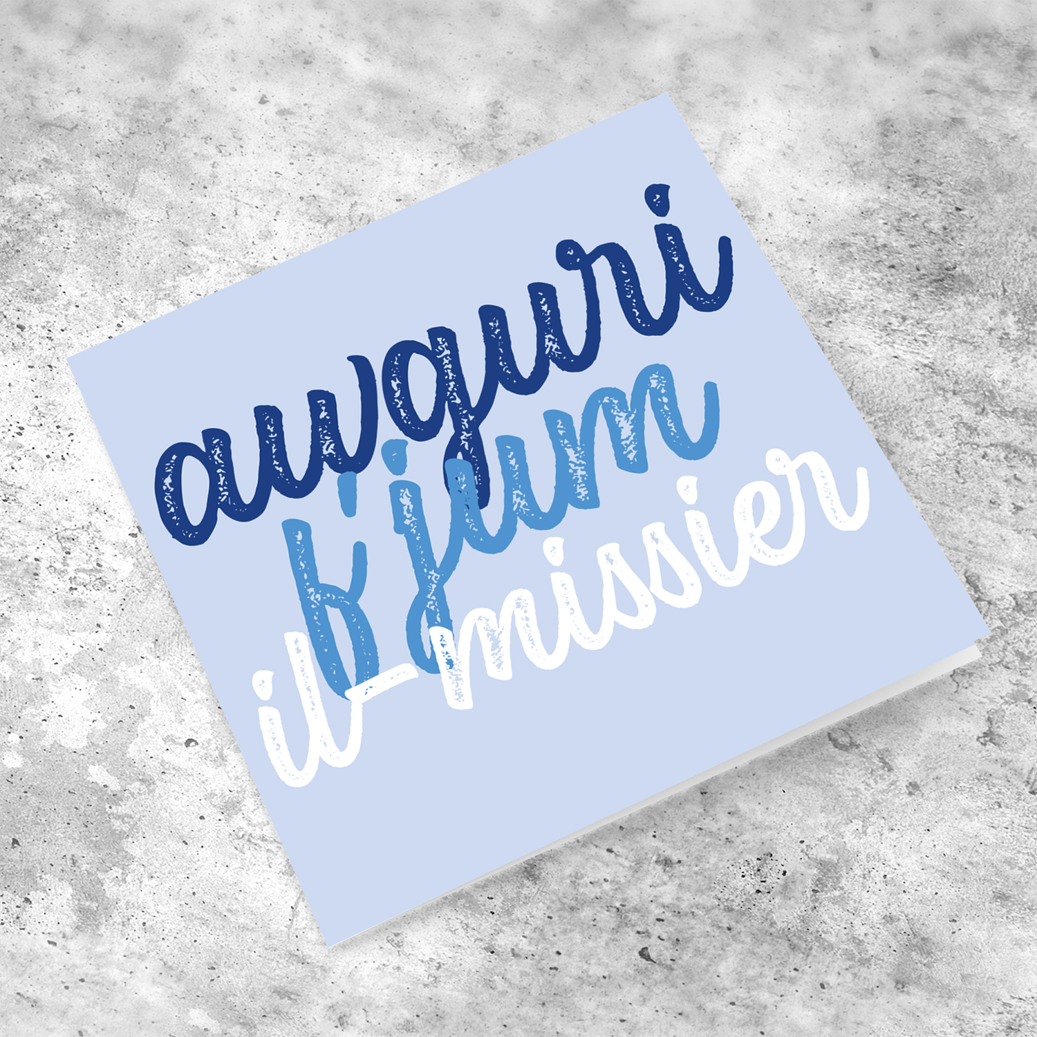 Different blue toned father's day card in Maltese