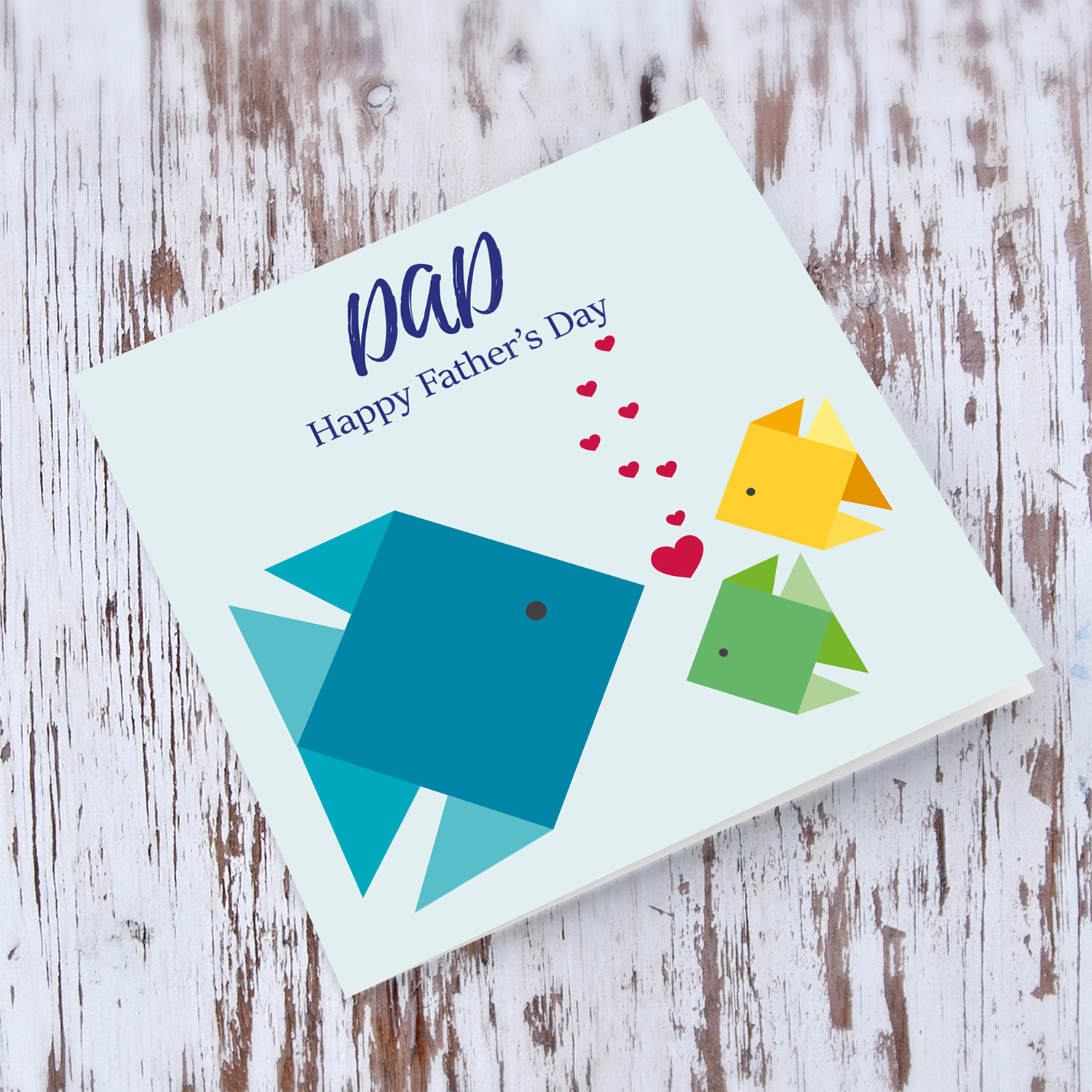 Fish origami father's day card in English