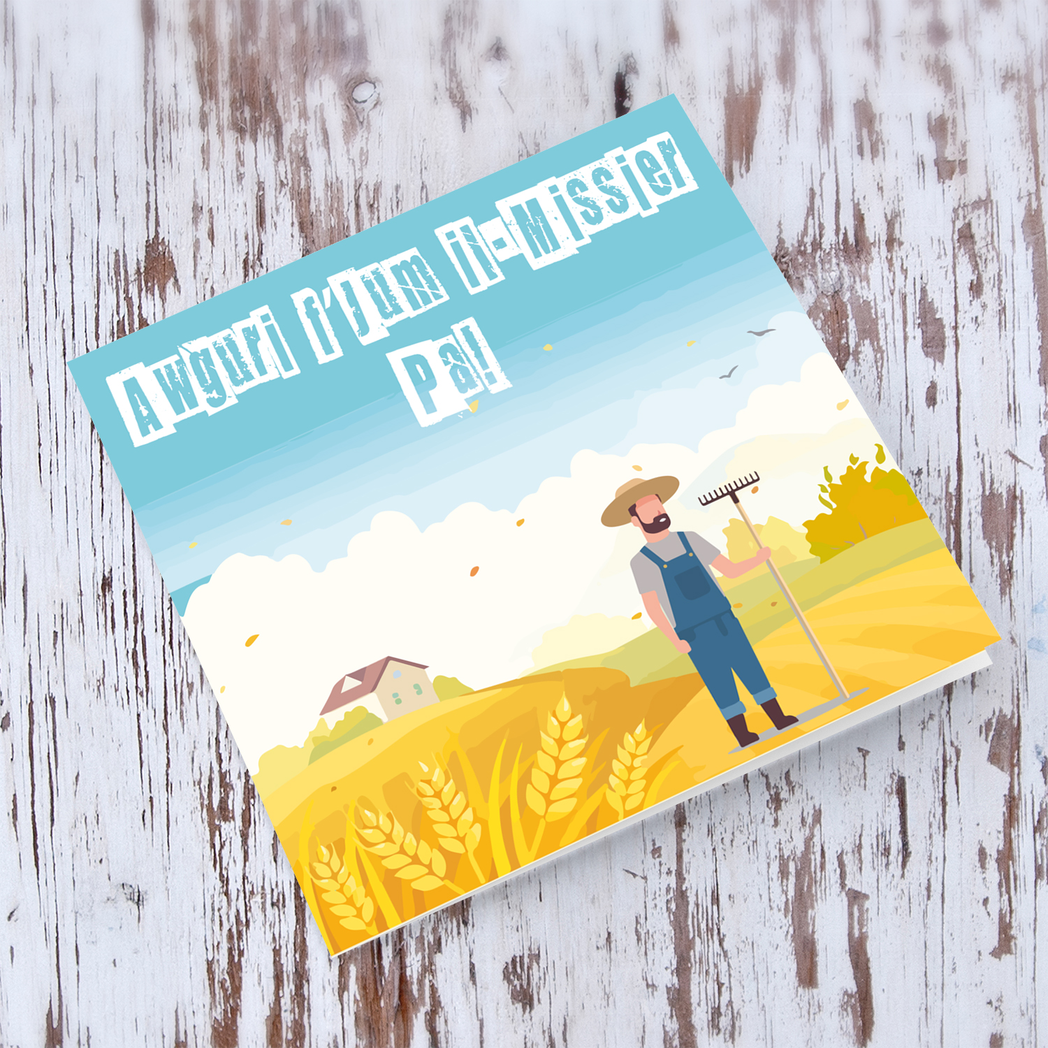 Farmer themed father's day card for dad in Maltese