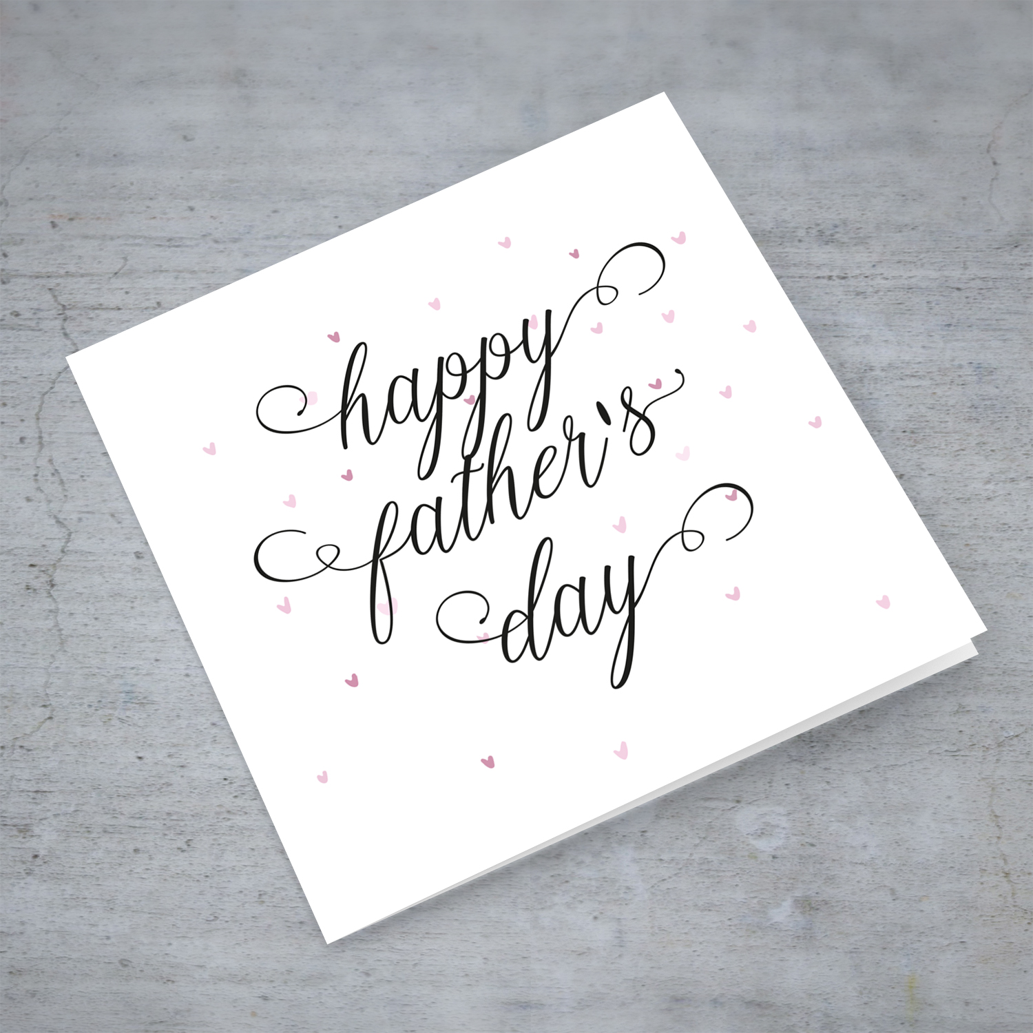 Cute father's day card with pink scattered hearts in English