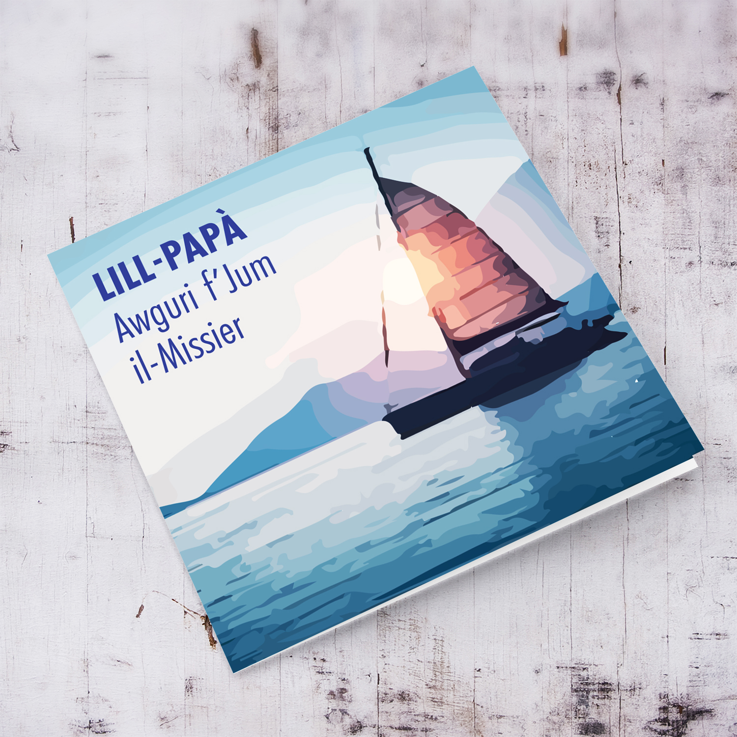 Yacht themed father's day card in Maltese