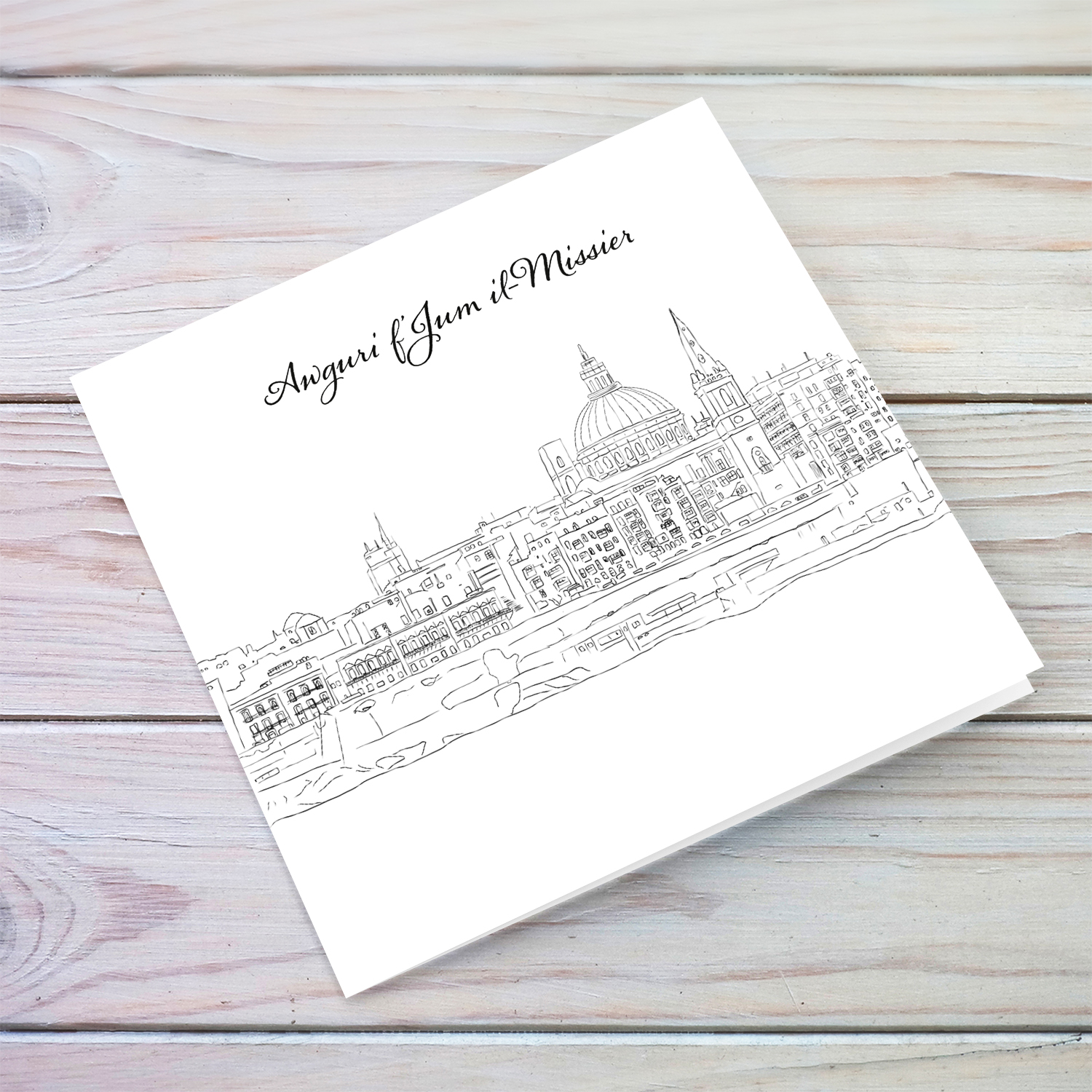 Line Art Valletta Father's Day card in Maltese