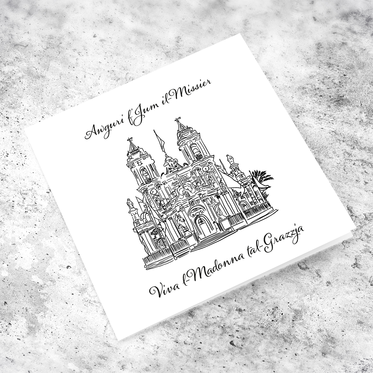 Line art - Ħaż-Żabbar Parish Church Father's Day card in Maltese