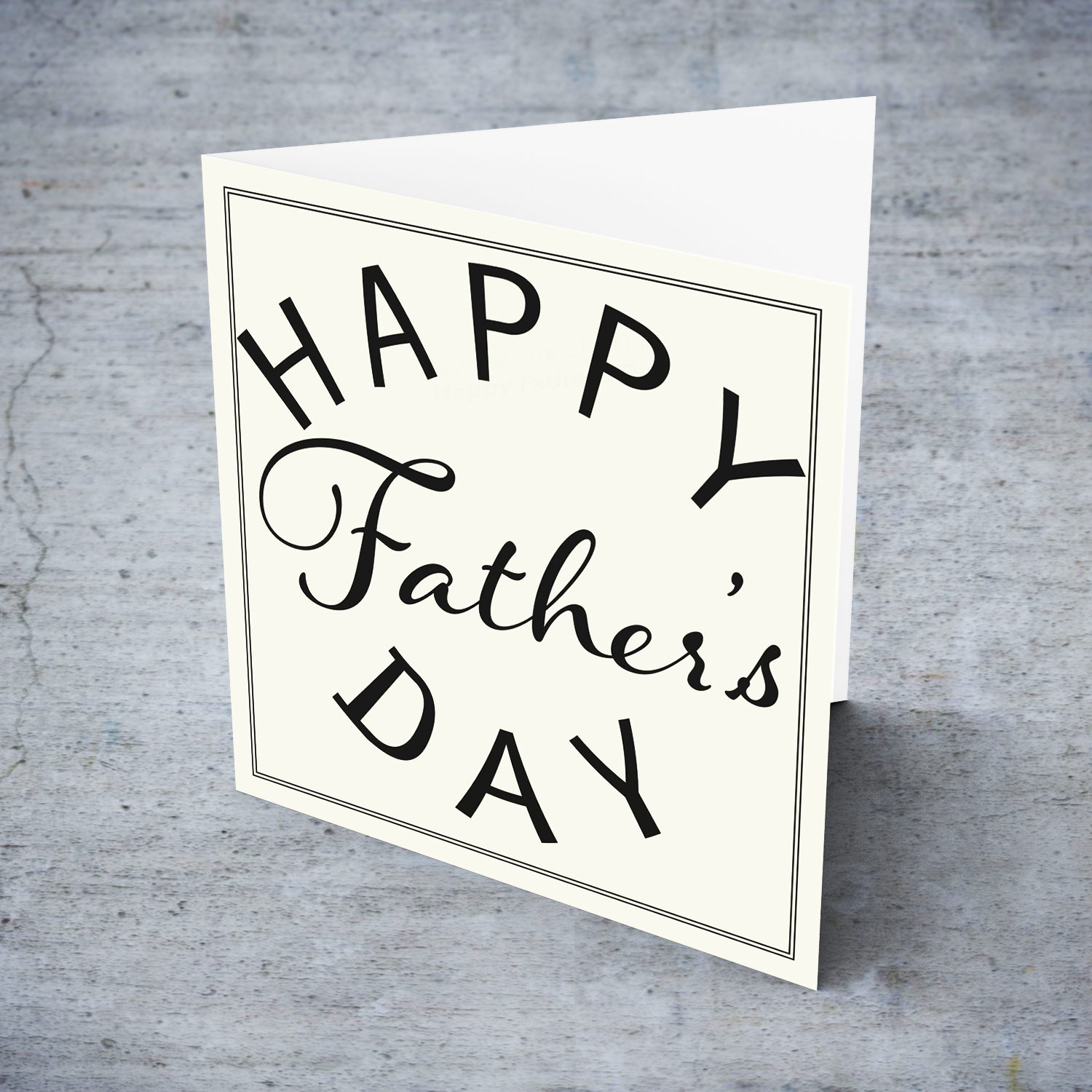 Happy father's day minimalist with double black border in English