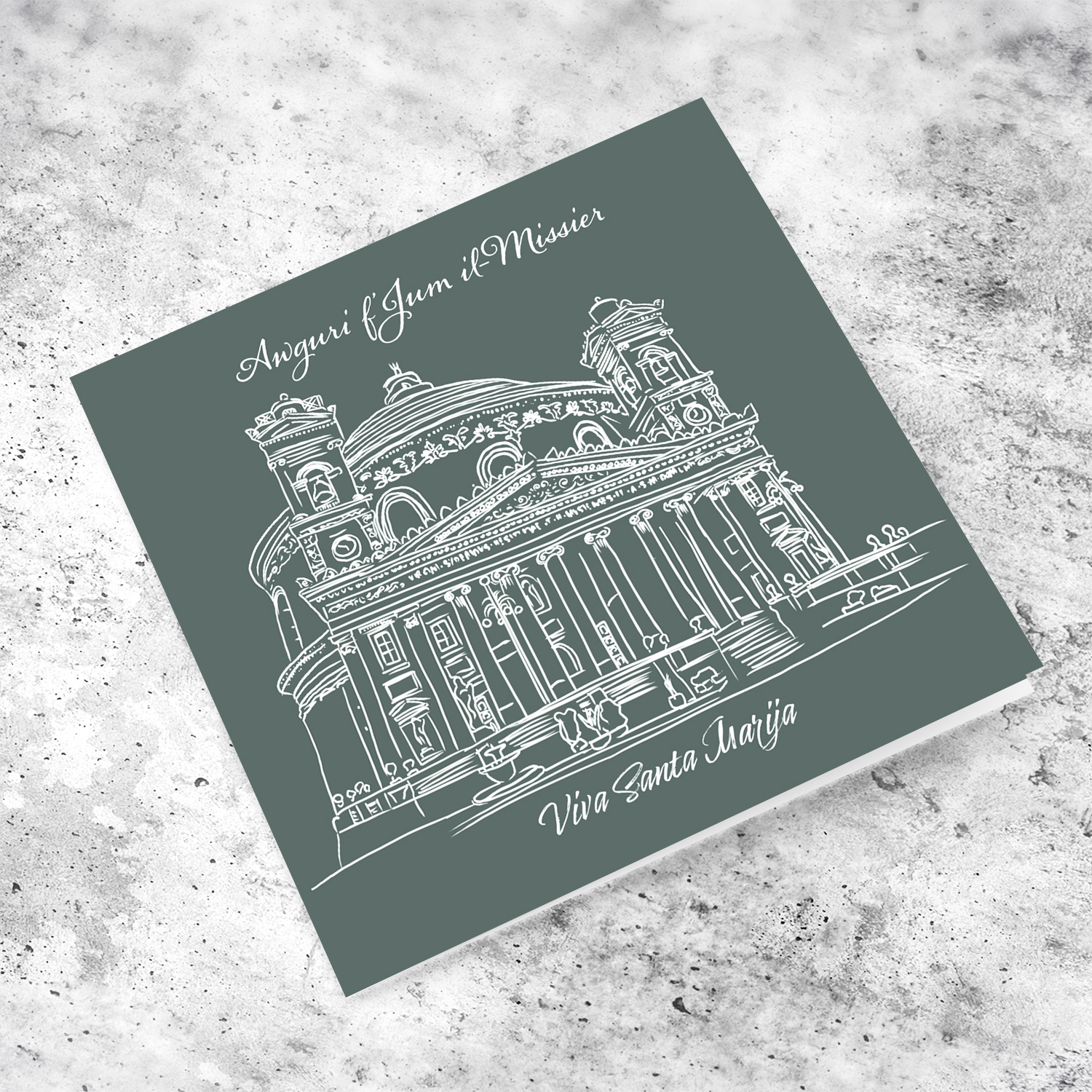 Line Art Mosta Dome Father's Day card in Maltese