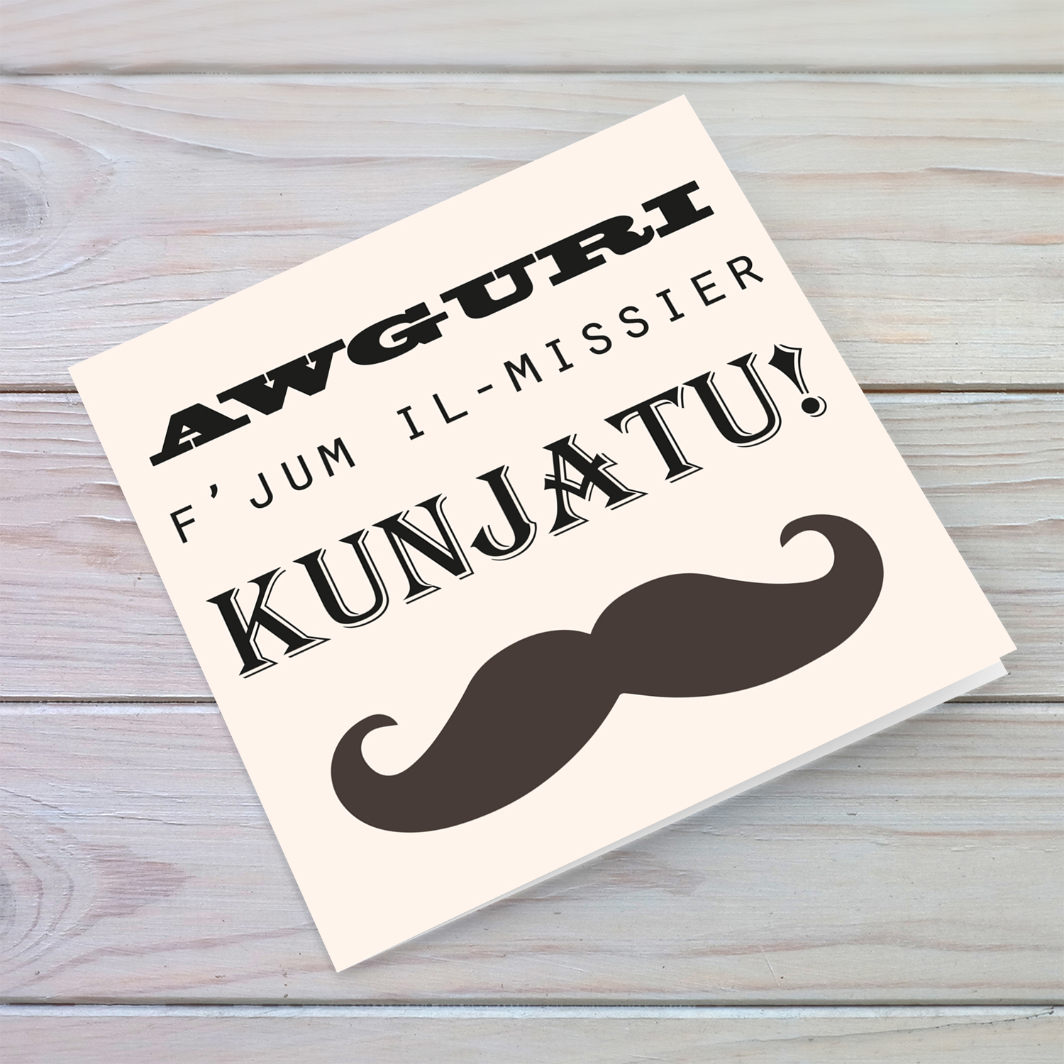 Moustache themed father's day card for Father-in-law in Maltese