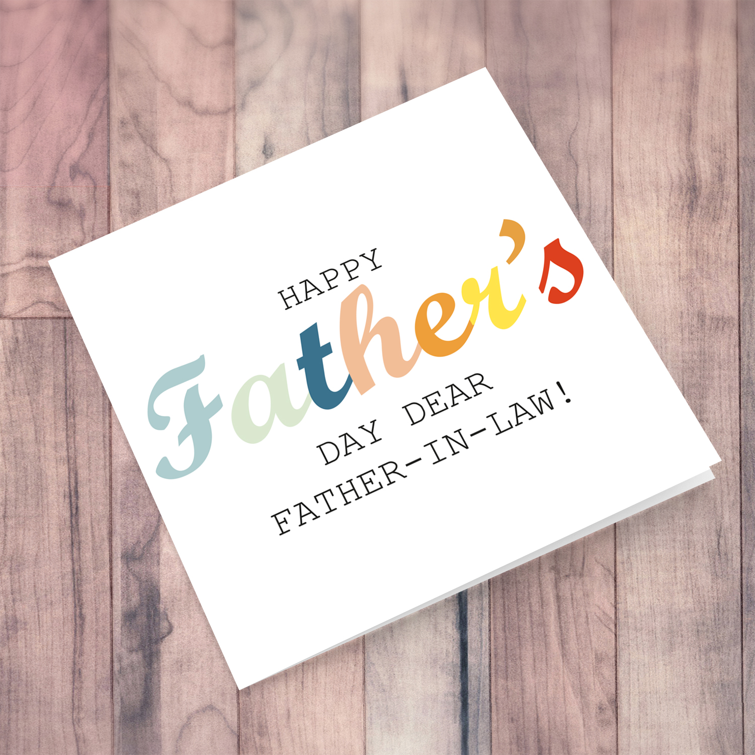 Colourful wording Father's Day Card for Father-in-law in English