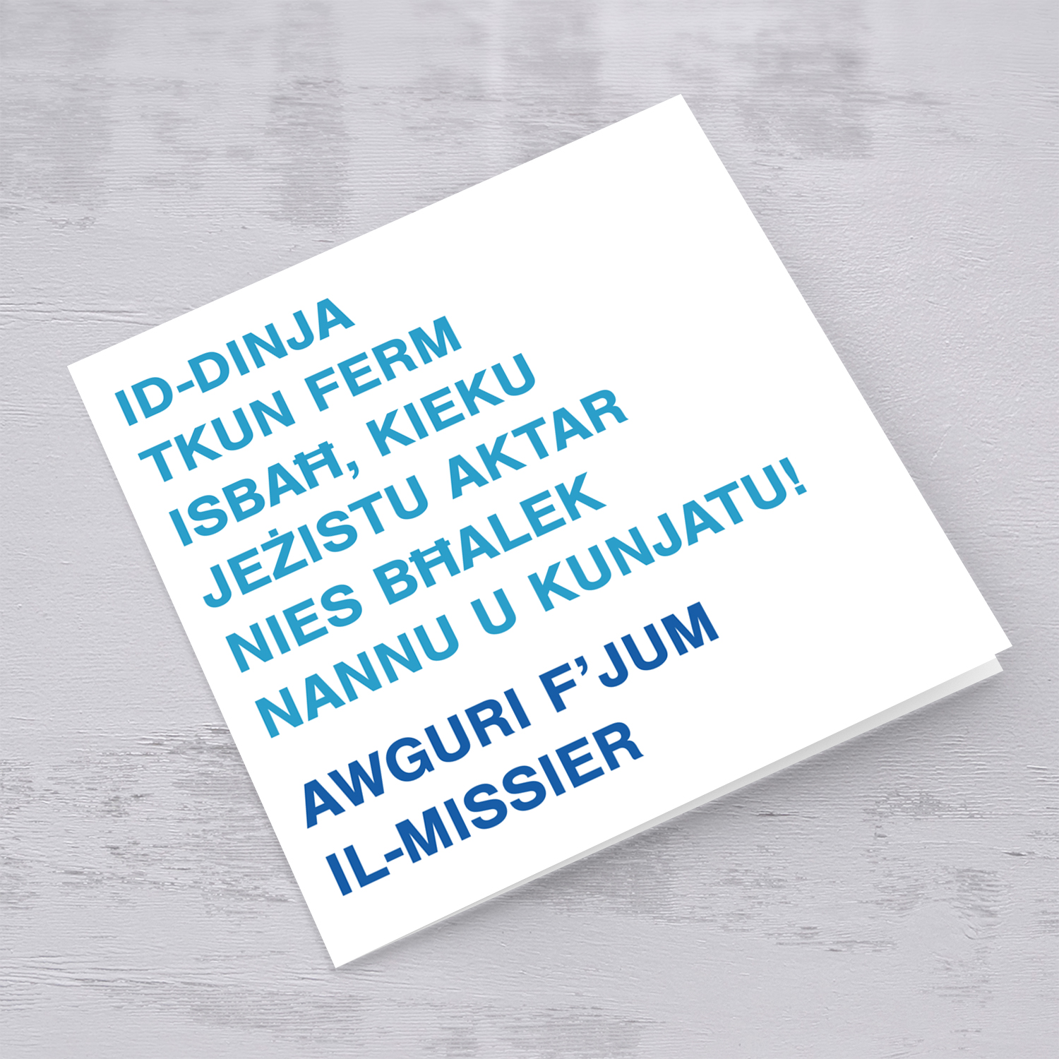 Blue two toned father's day card for Grandpa and Father-in-law in Maltese
