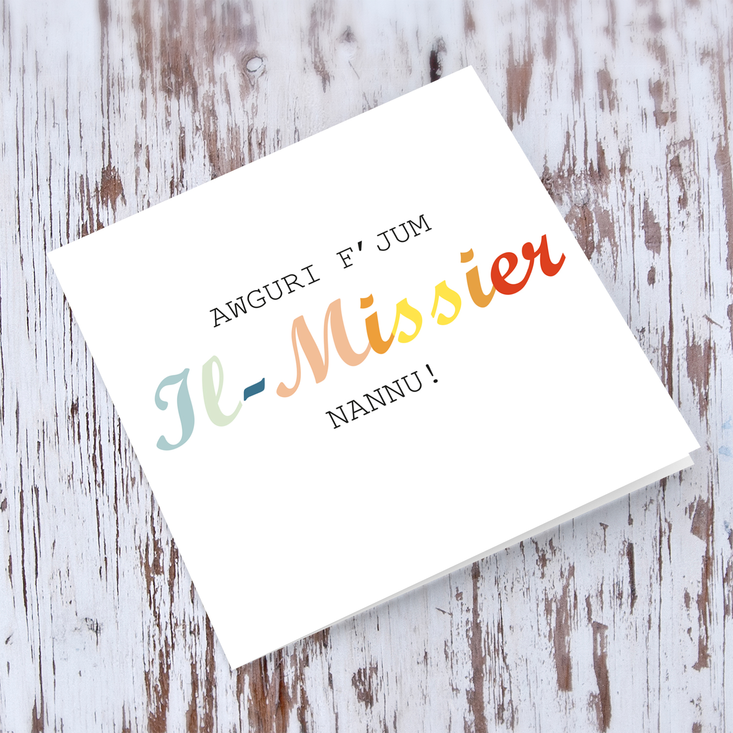 Colourful wording Father's Day Card in Maltese for Grandpa