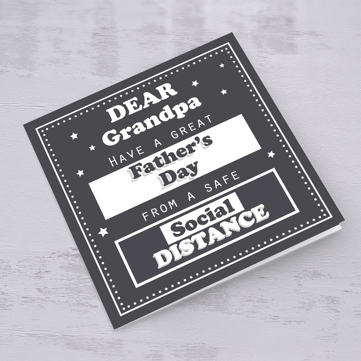 Social distancing themed Father's Day Card for Grandpa in English