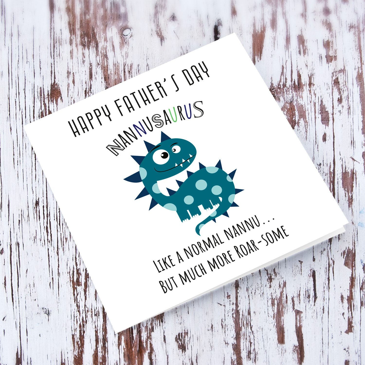 Cute Nannusaurus father's day card in English