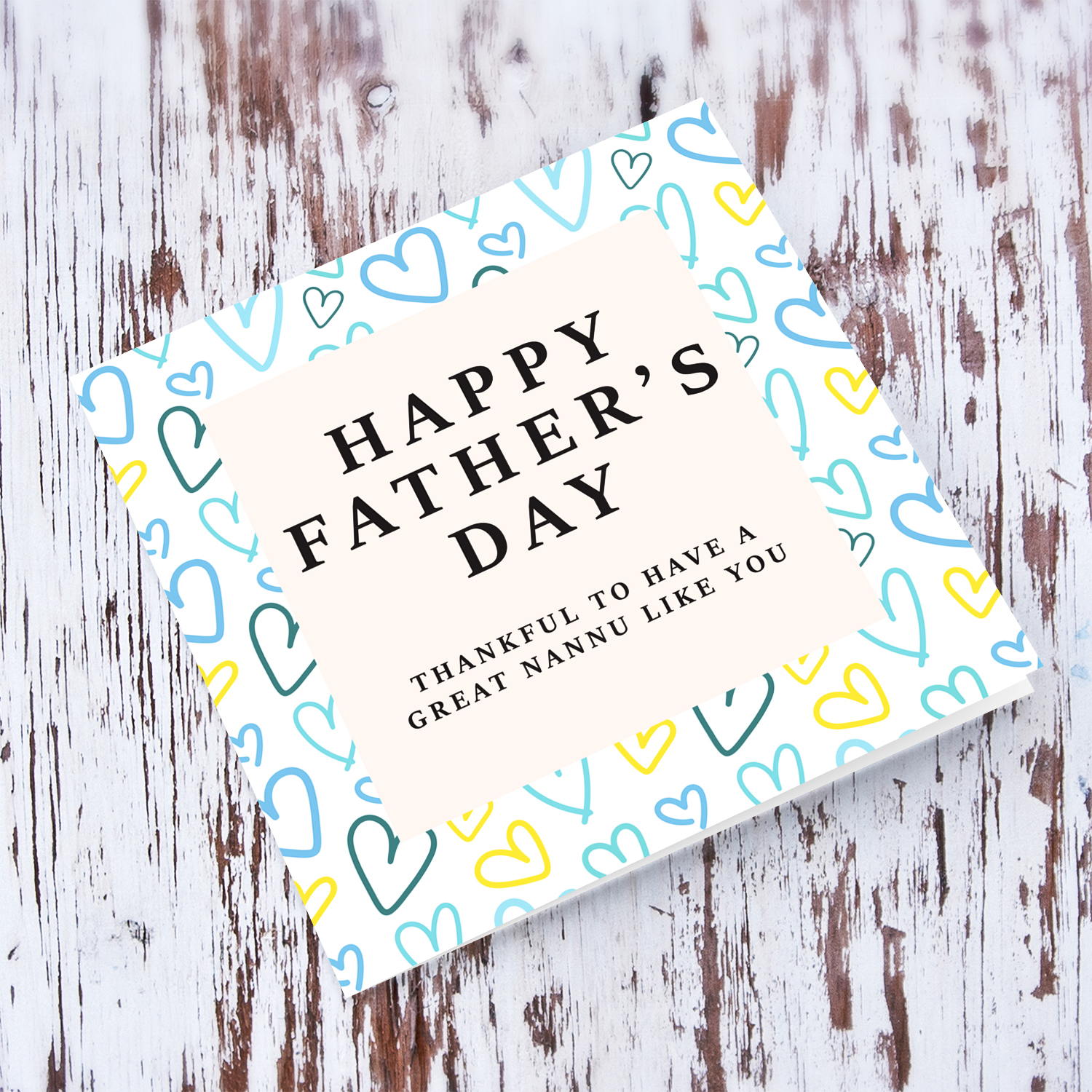 A beautiful father's day card for grandpa / nannu featuring a heart themed background in English
