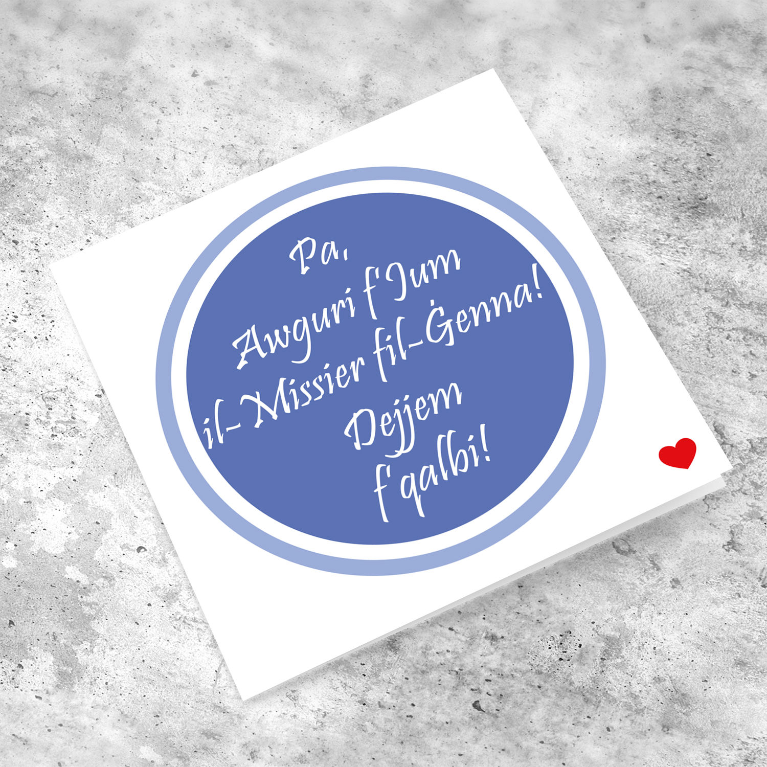 Blue circle themed fathers' day card in Maltese for dad in Heaven