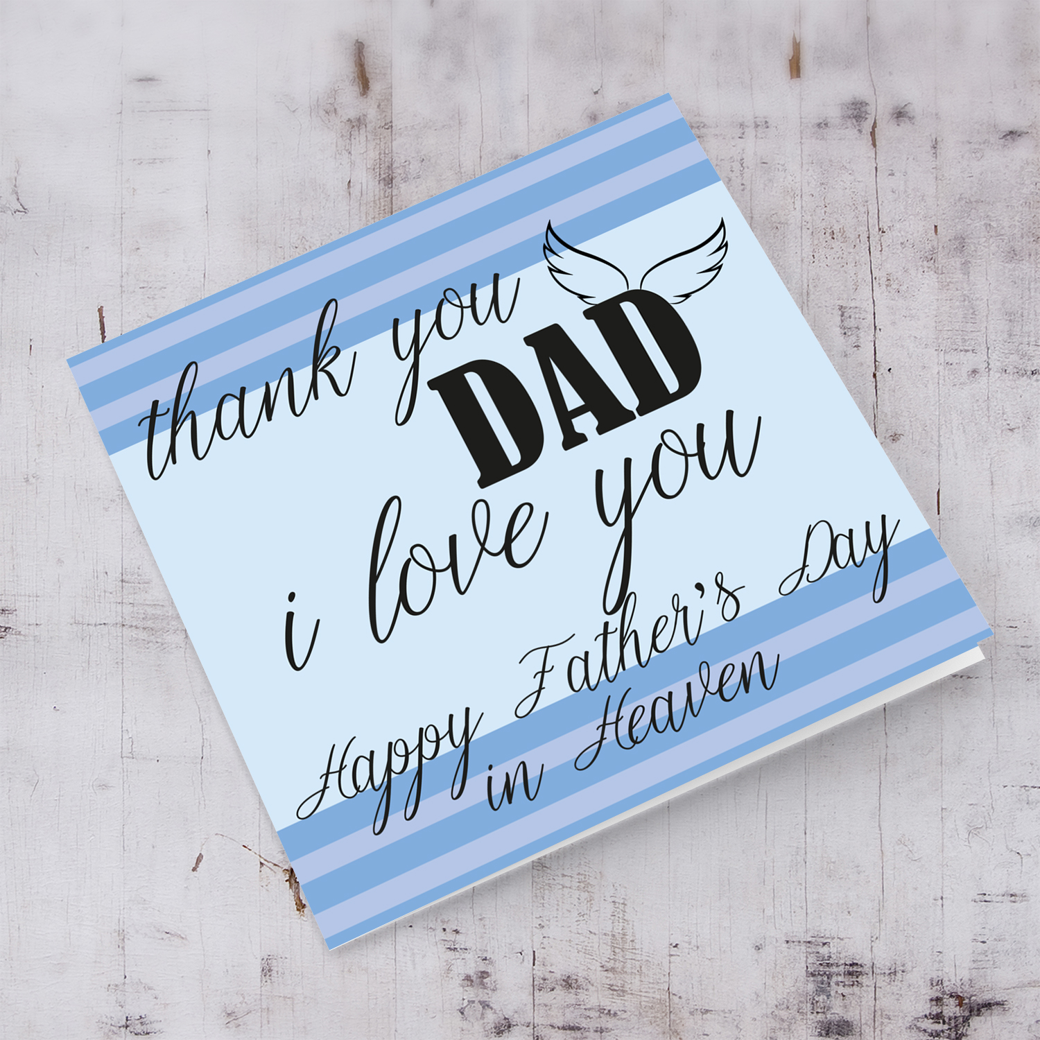 Blue toned father's day card for dad in heaven in English