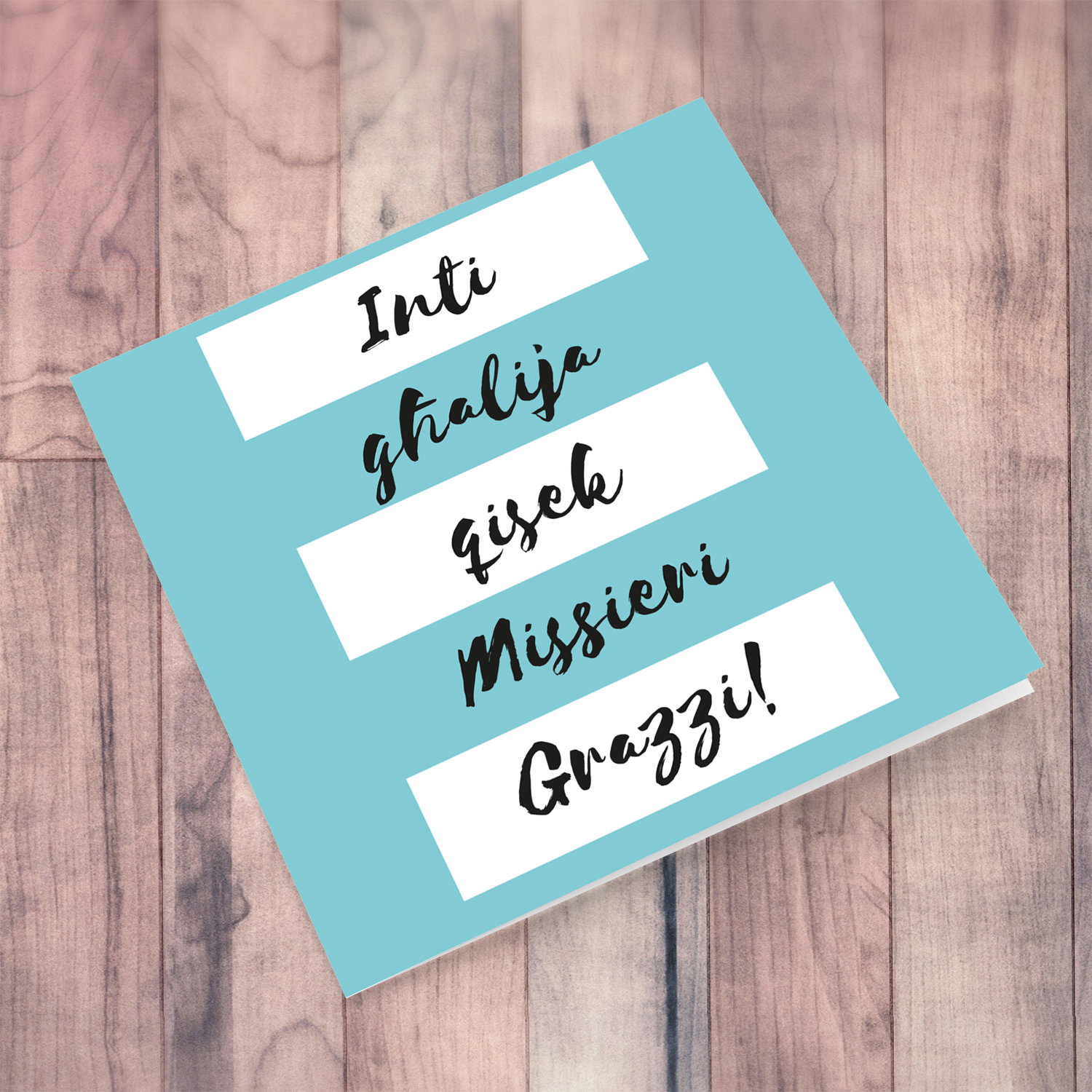 Turquoise and white background Like a dad father's day card in Maltese